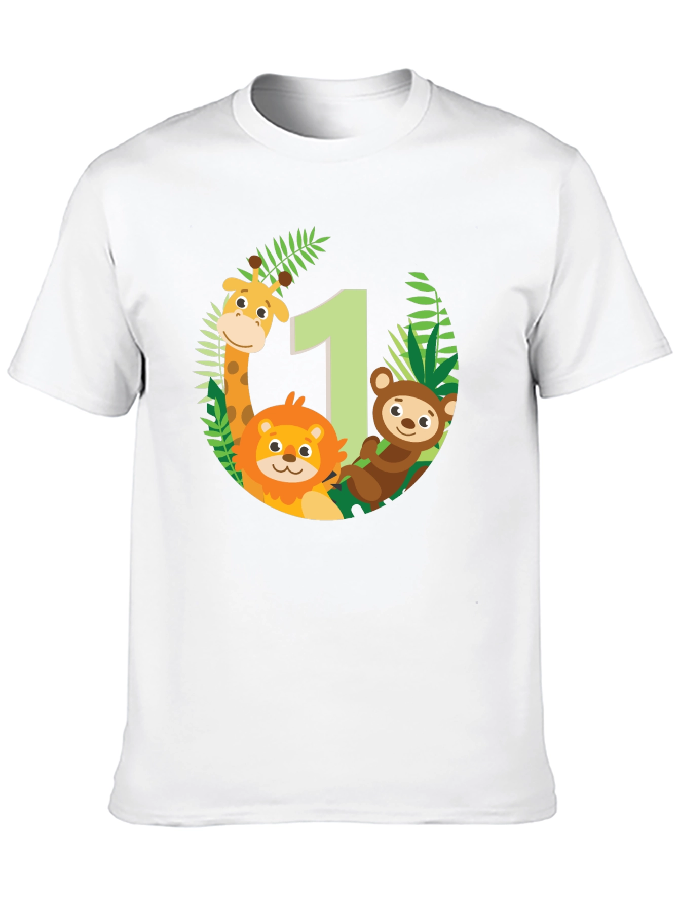 Jungle Animals First Birthday Black T-Shirt