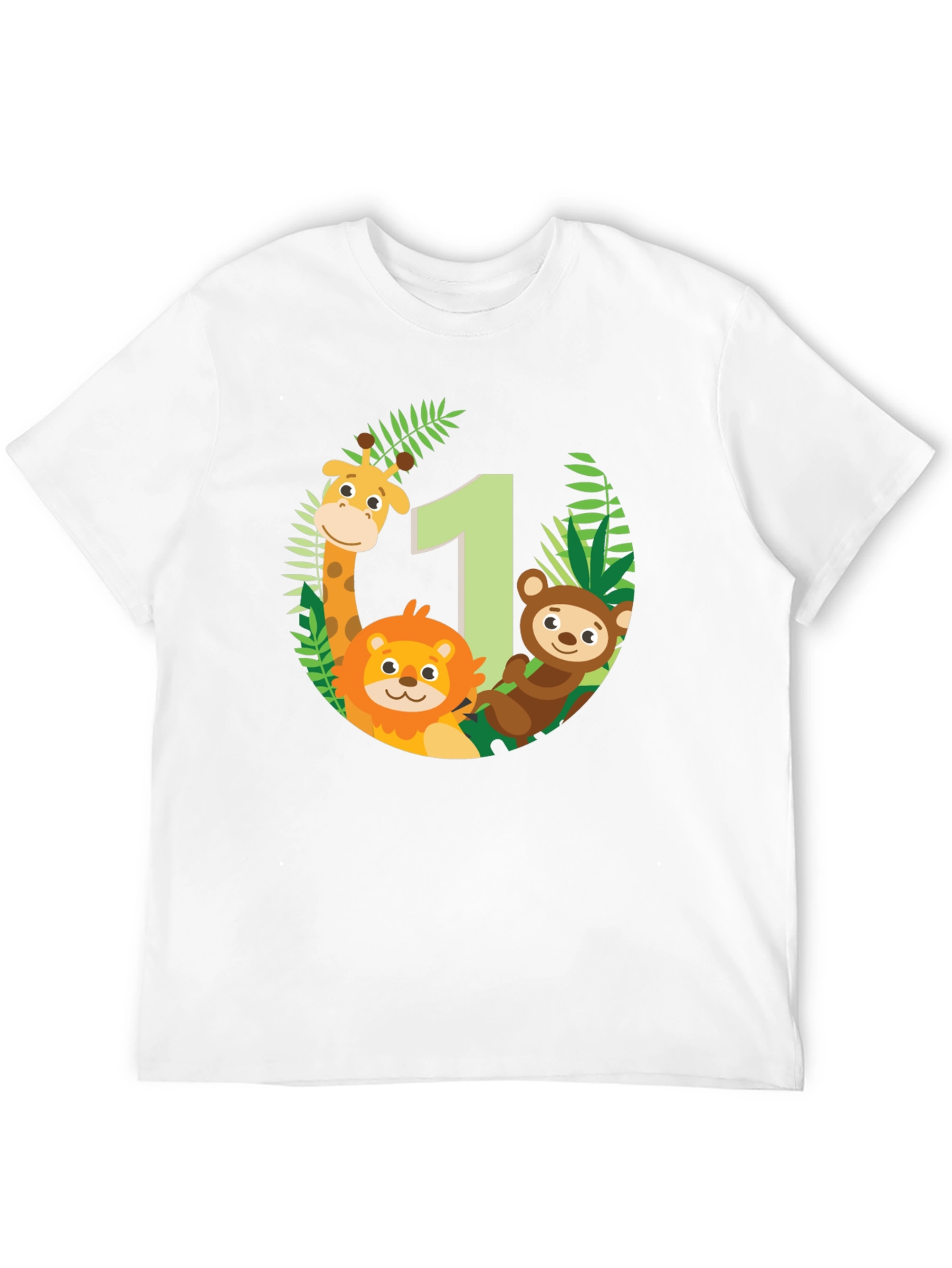 Jungle Animals First Birthday Black T-Shirt