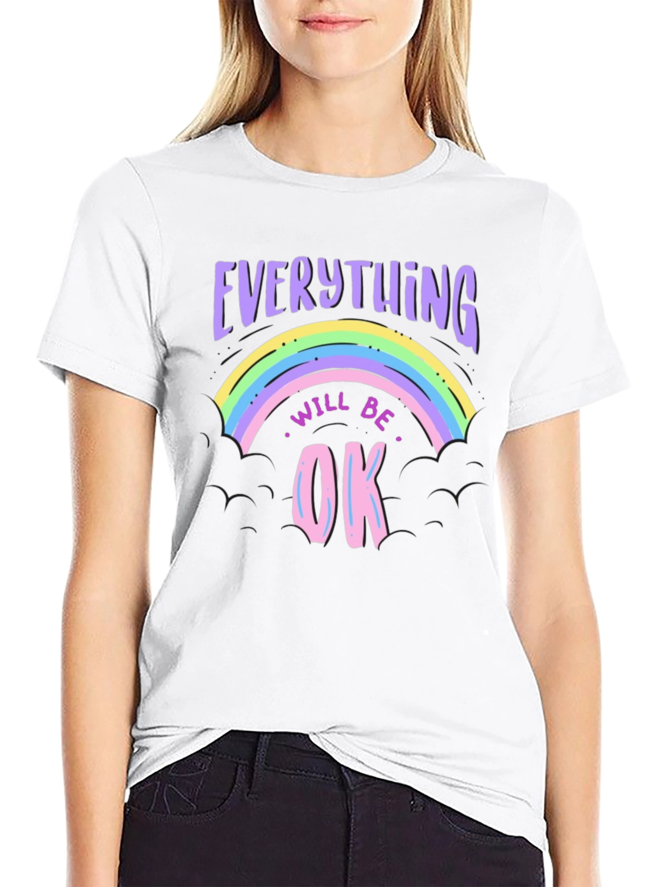 Everything Will Be Ok Rainbow Graphic T-Shirt