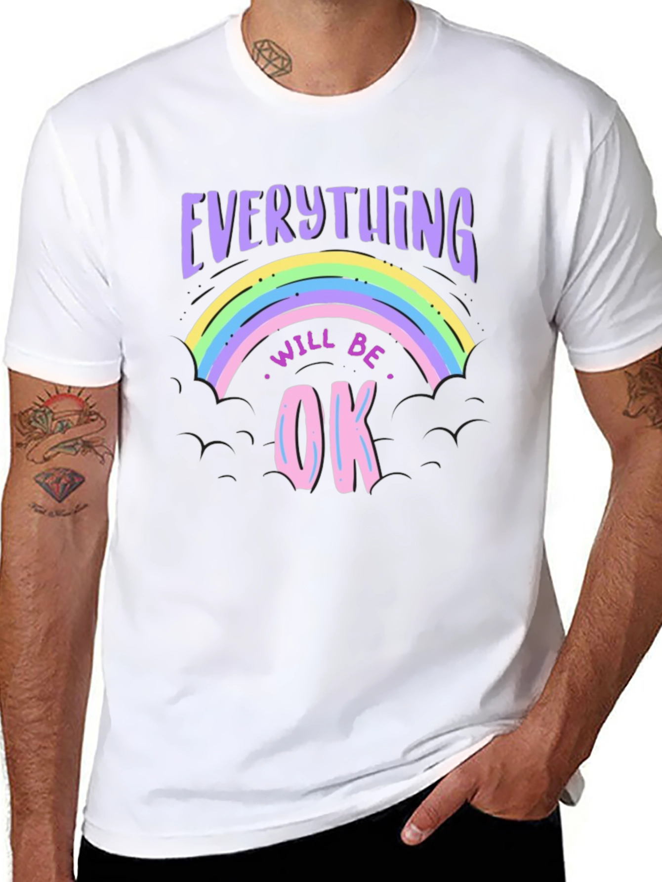 Everything Will Be Ok Rainbow Graphic T-Shirt