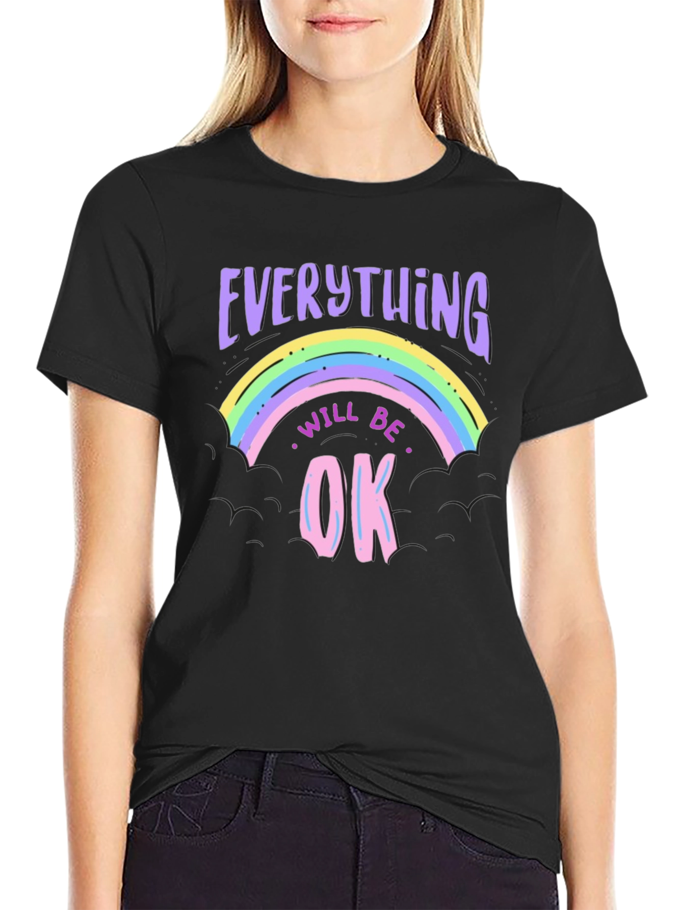 Everything Will Be Ok Rainbow Graphic T-Shirt