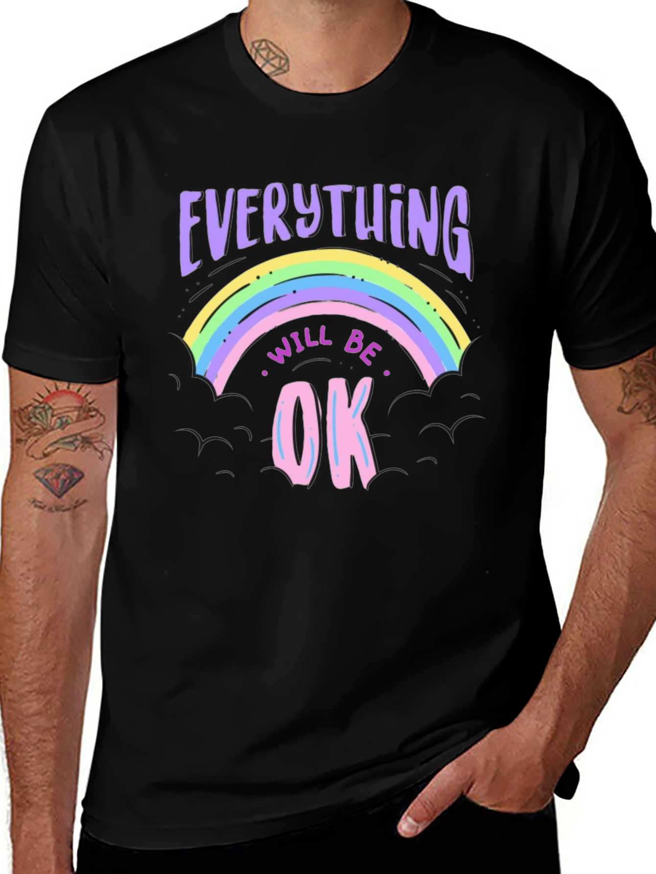 Everything Will Be Ok Rainbow Graphic T-Shirt