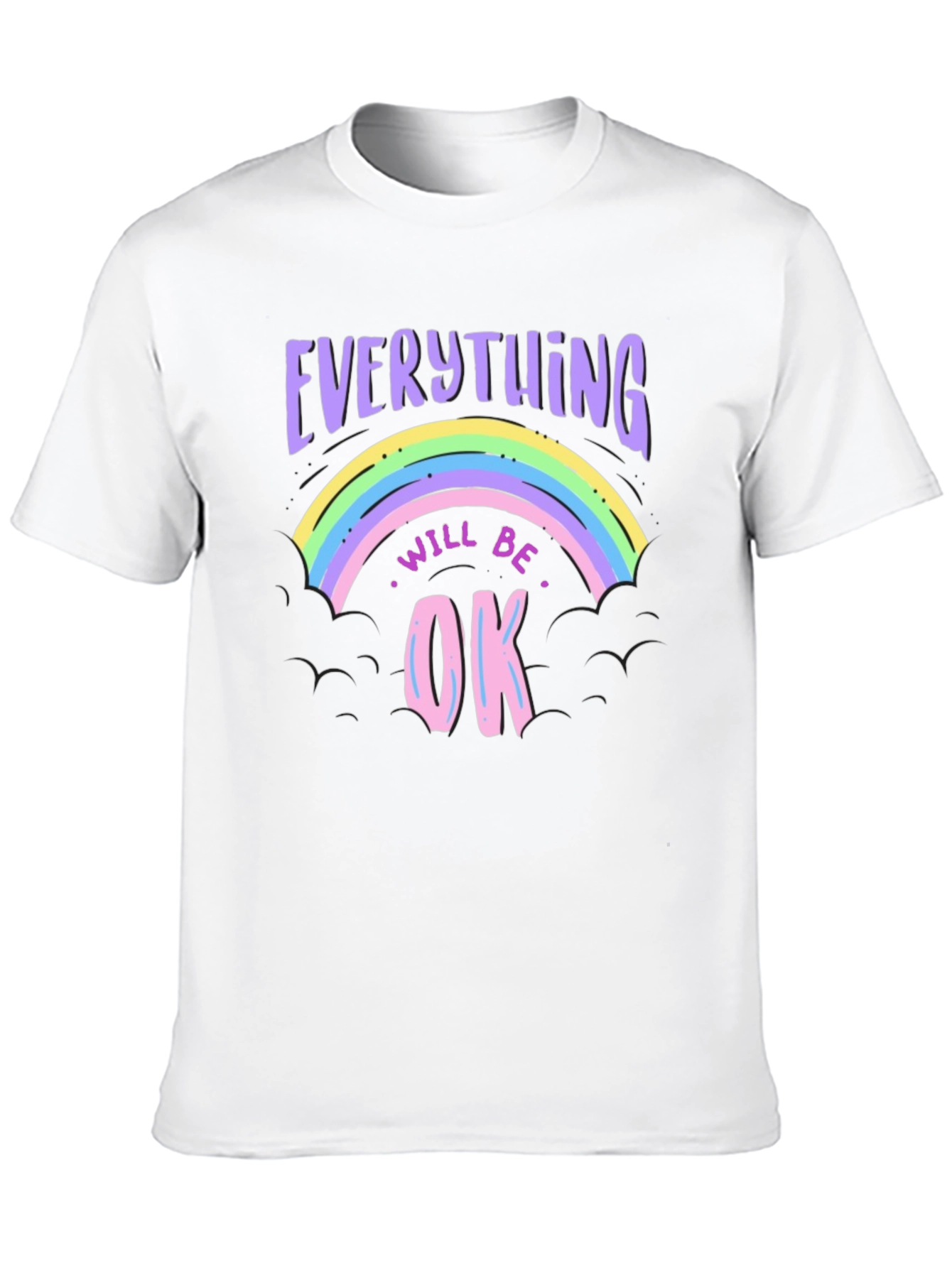 Everything Will Be Ok Rainbow Graphic T-Shirt