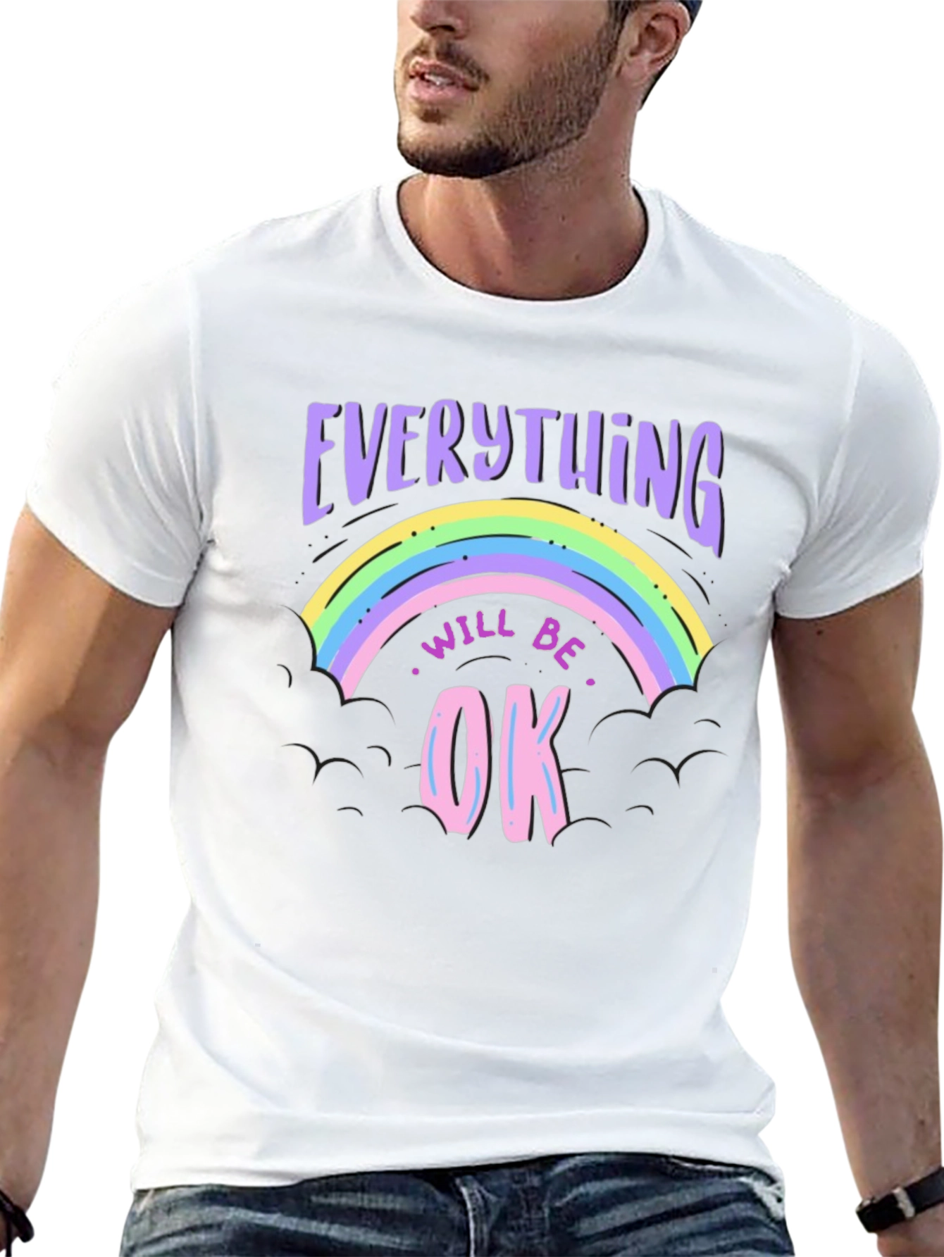 Everything Will Be Ok Rainbow Graphic T-Shirt