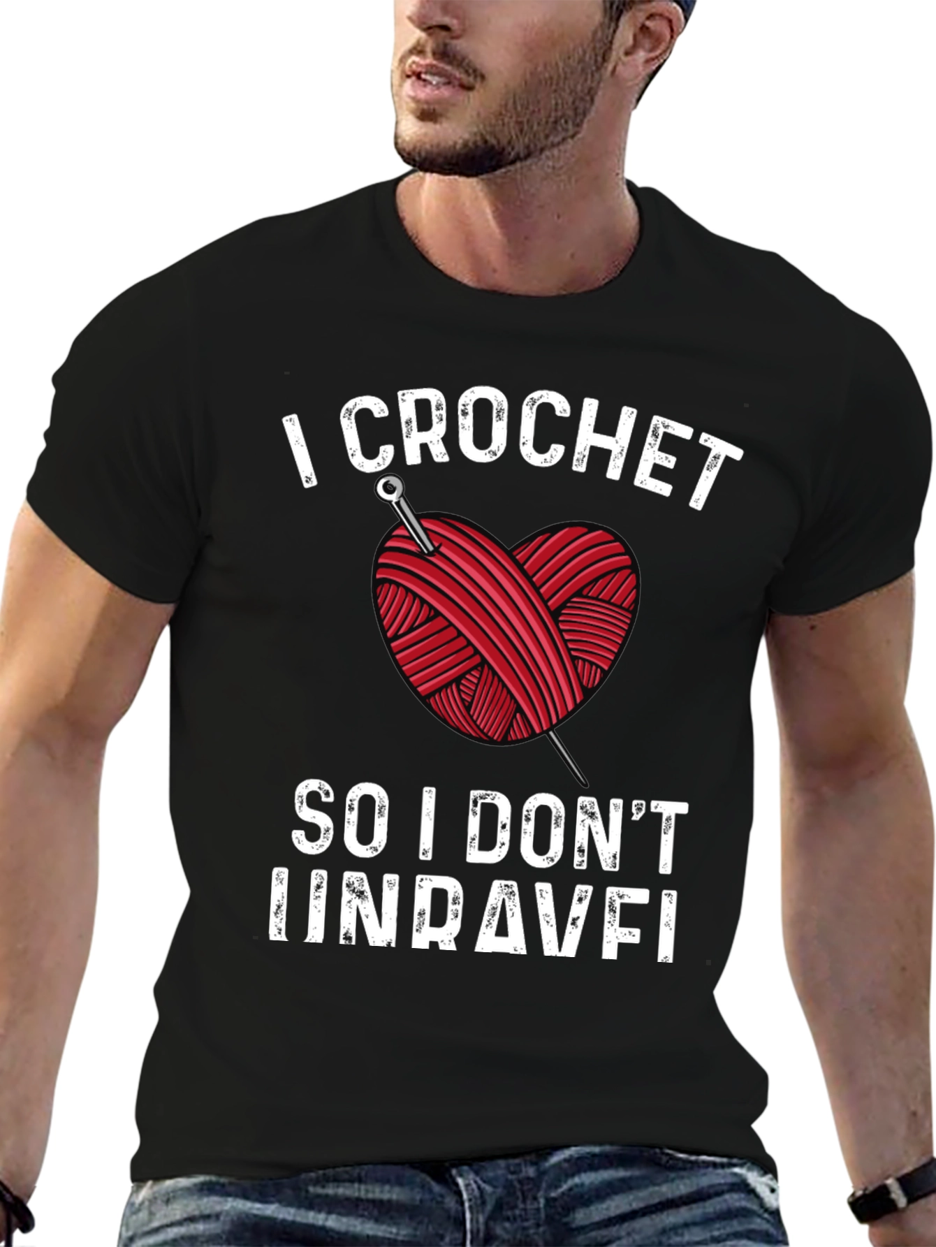 I Crochet So I Dont Unravel Black T-Shirt
