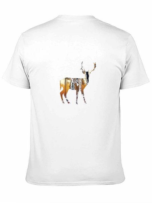 Deer Silhouette Graphic Black T-Shirt