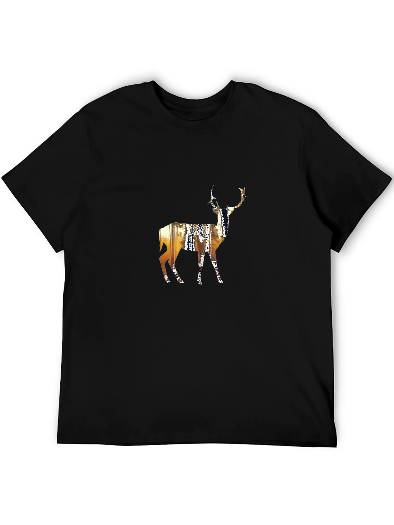 Deer Silhouette Graphic Black T-Shirt