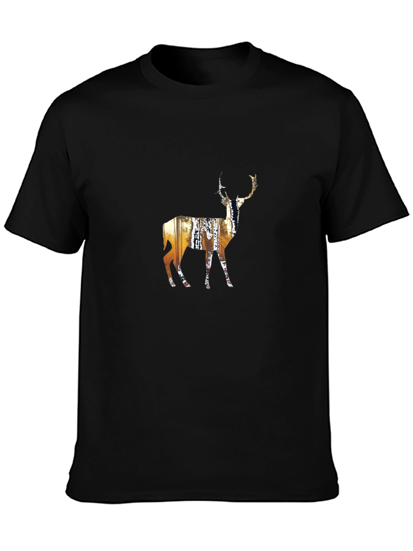 Deer Silhouette Graphic Black T-Shirt
