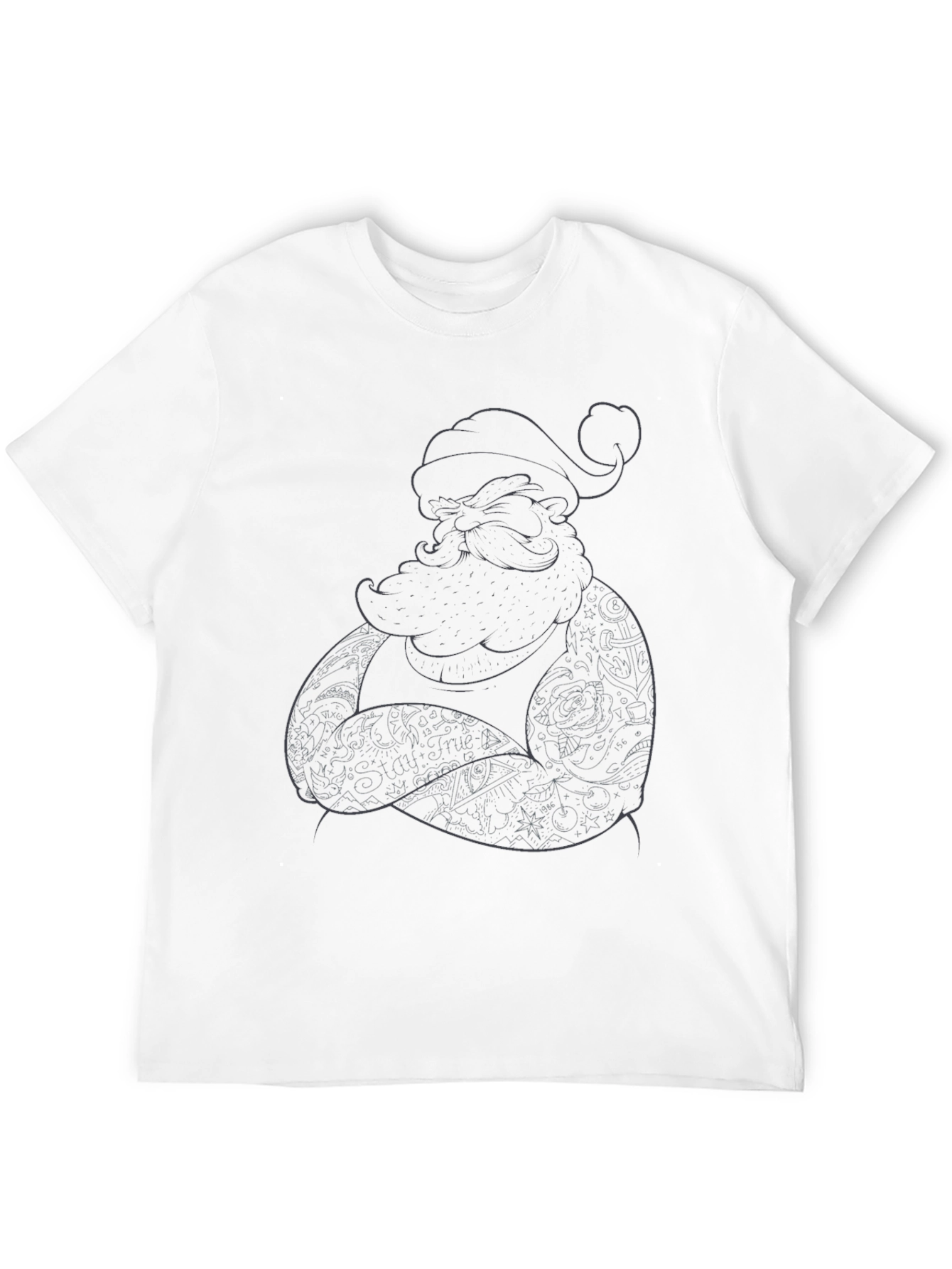Tattooed Santa Black T-Shirt - Holiday Cool