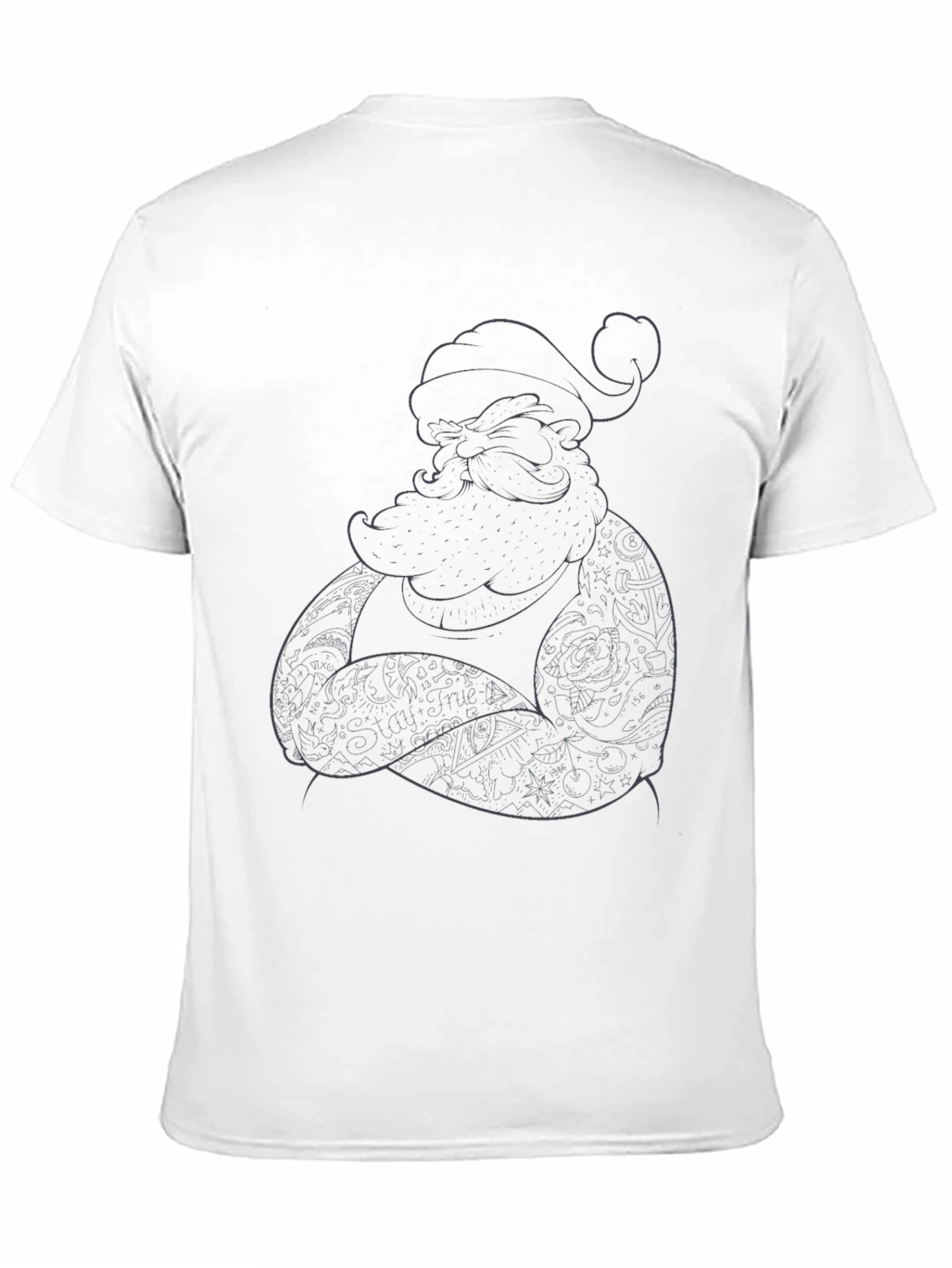 Tattooed Santa Black T-Shirt - Holiday Cool