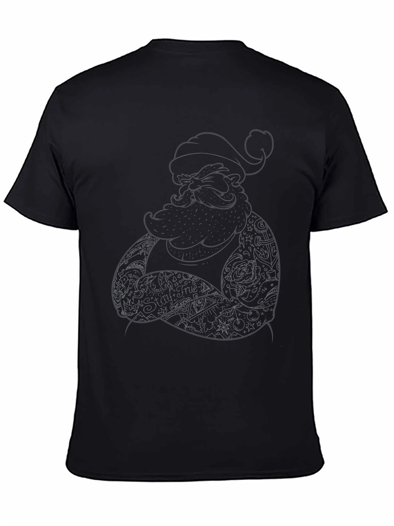 Tattooed Santa Black T-Shirt - Holiday Cool