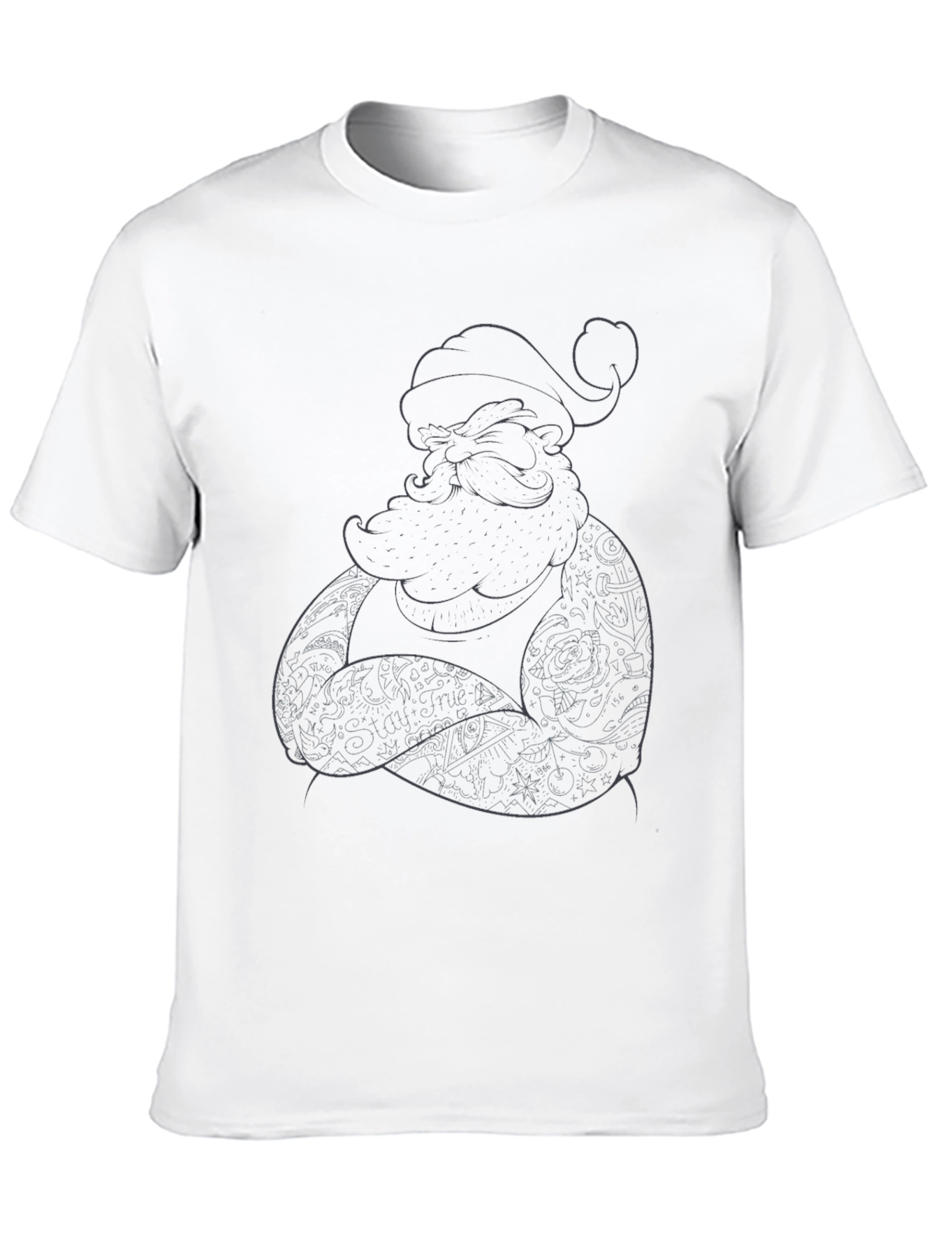 Tattooed Santa Black T-Shirt - Holiday Cool