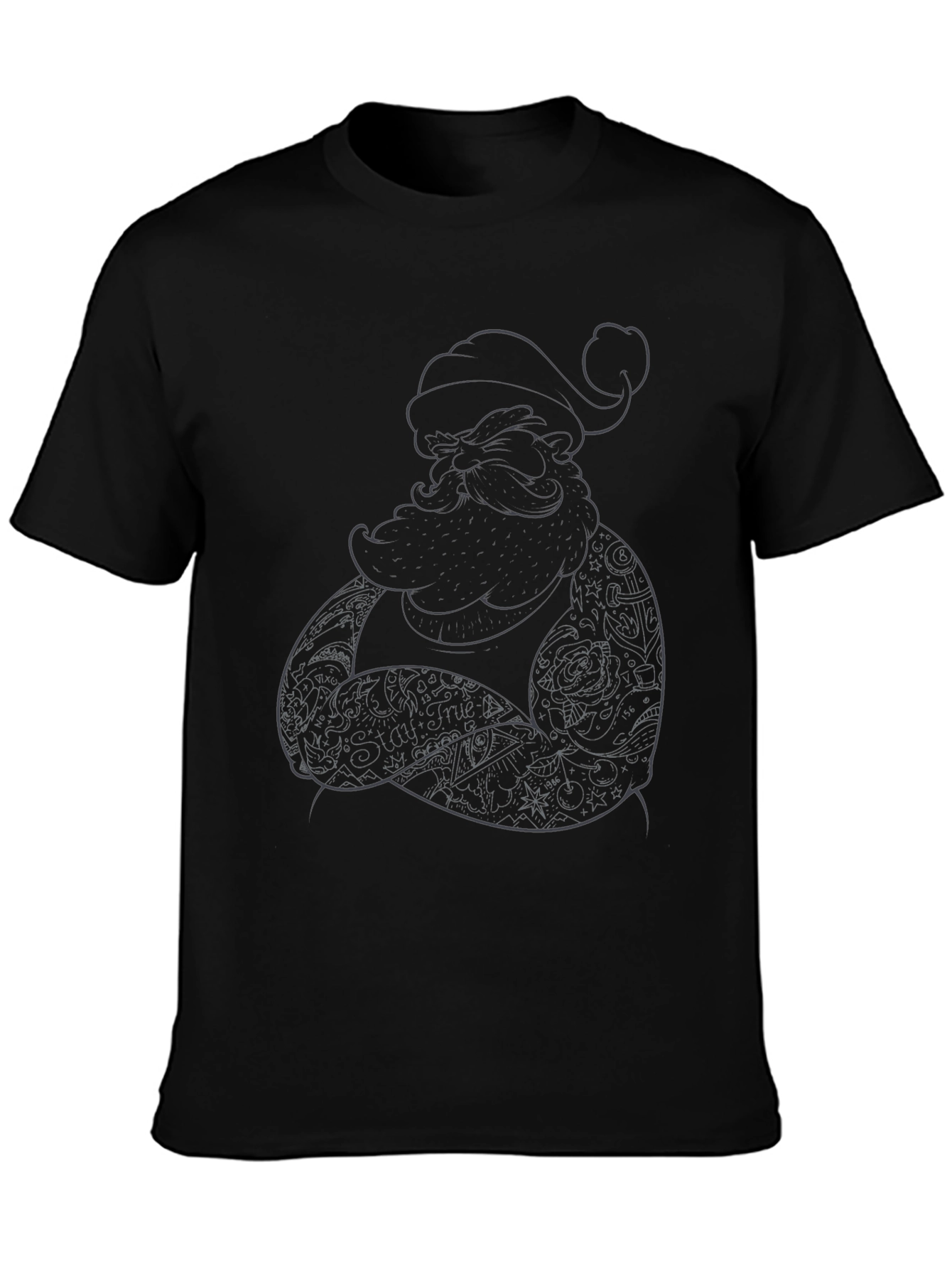 Tattooed Santa Black T-Shirt - Holiday Cool