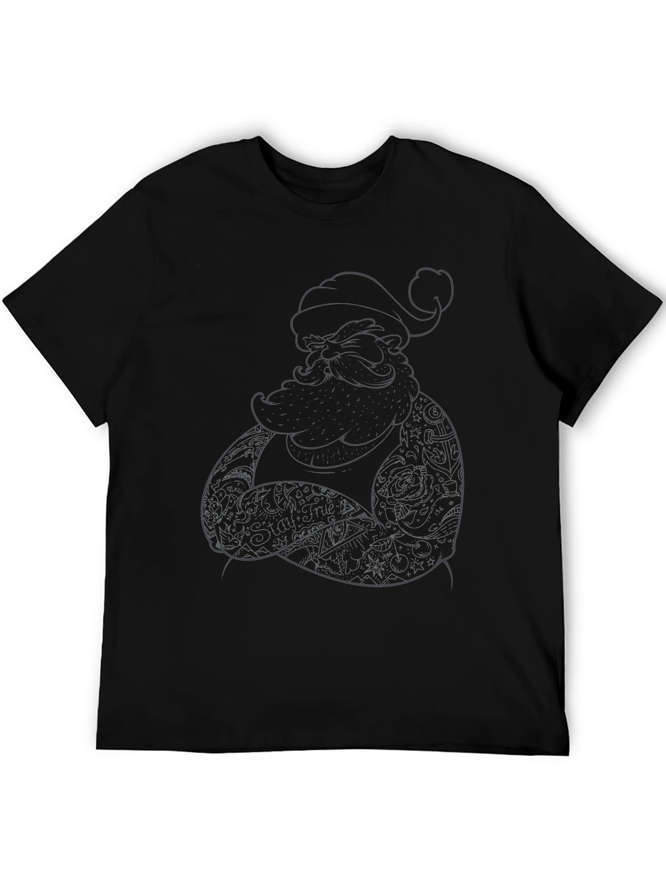 Tattooed Santa Black T-Shirt - Holiday Cool