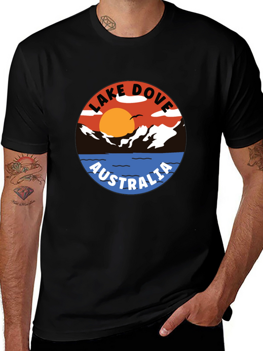 Lake Dove Australia Graphic Tee - Black Cotton Blend T-Shirt