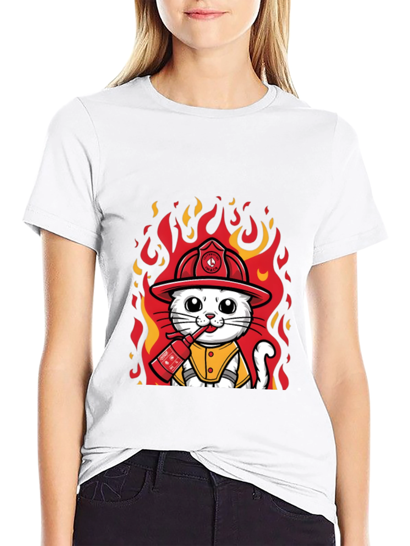 Firefighter Cat T-Shirt - Cute & Funny Design