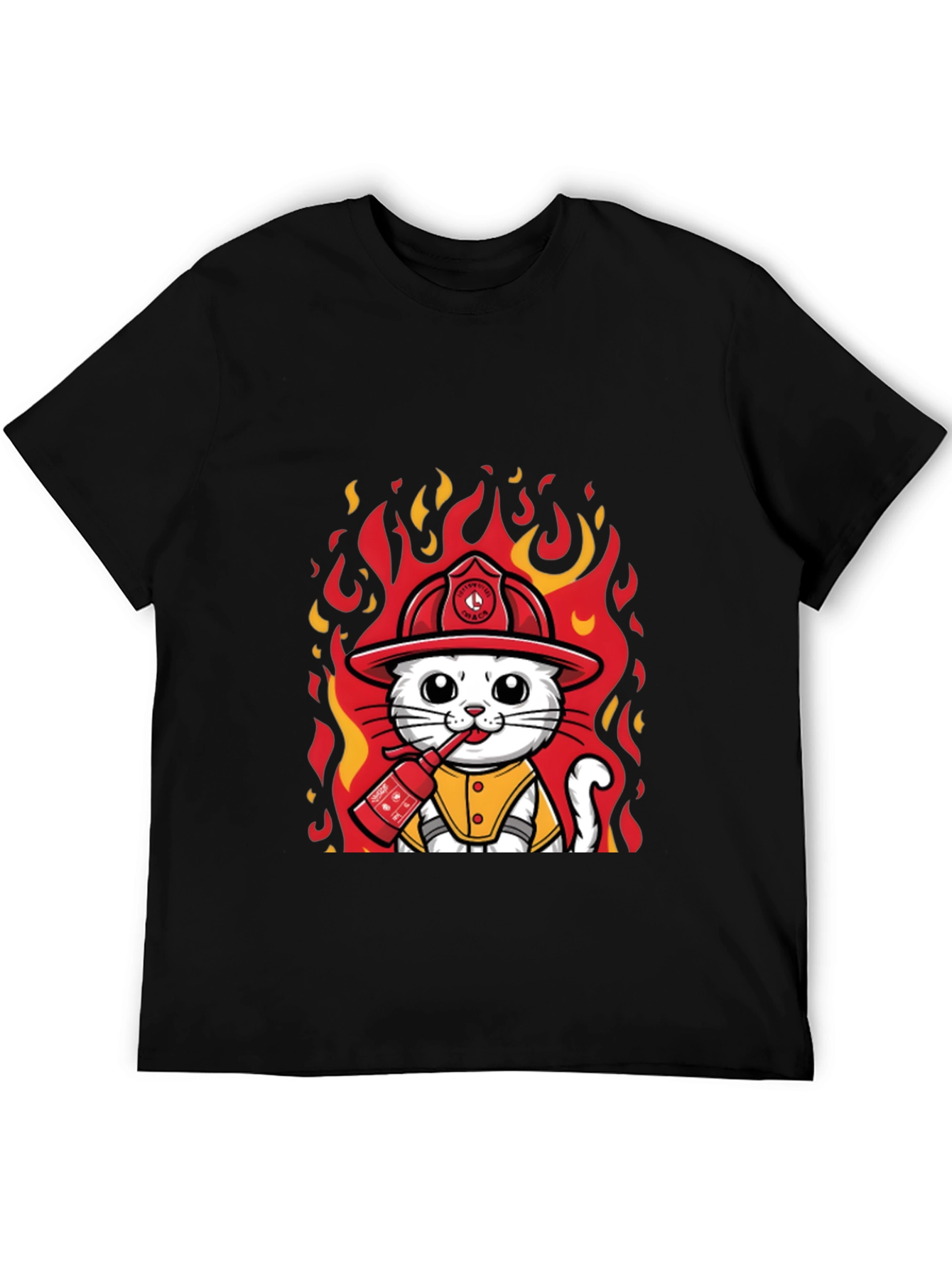 Firefighter Cat T-Shirt - Cute & Funny Design