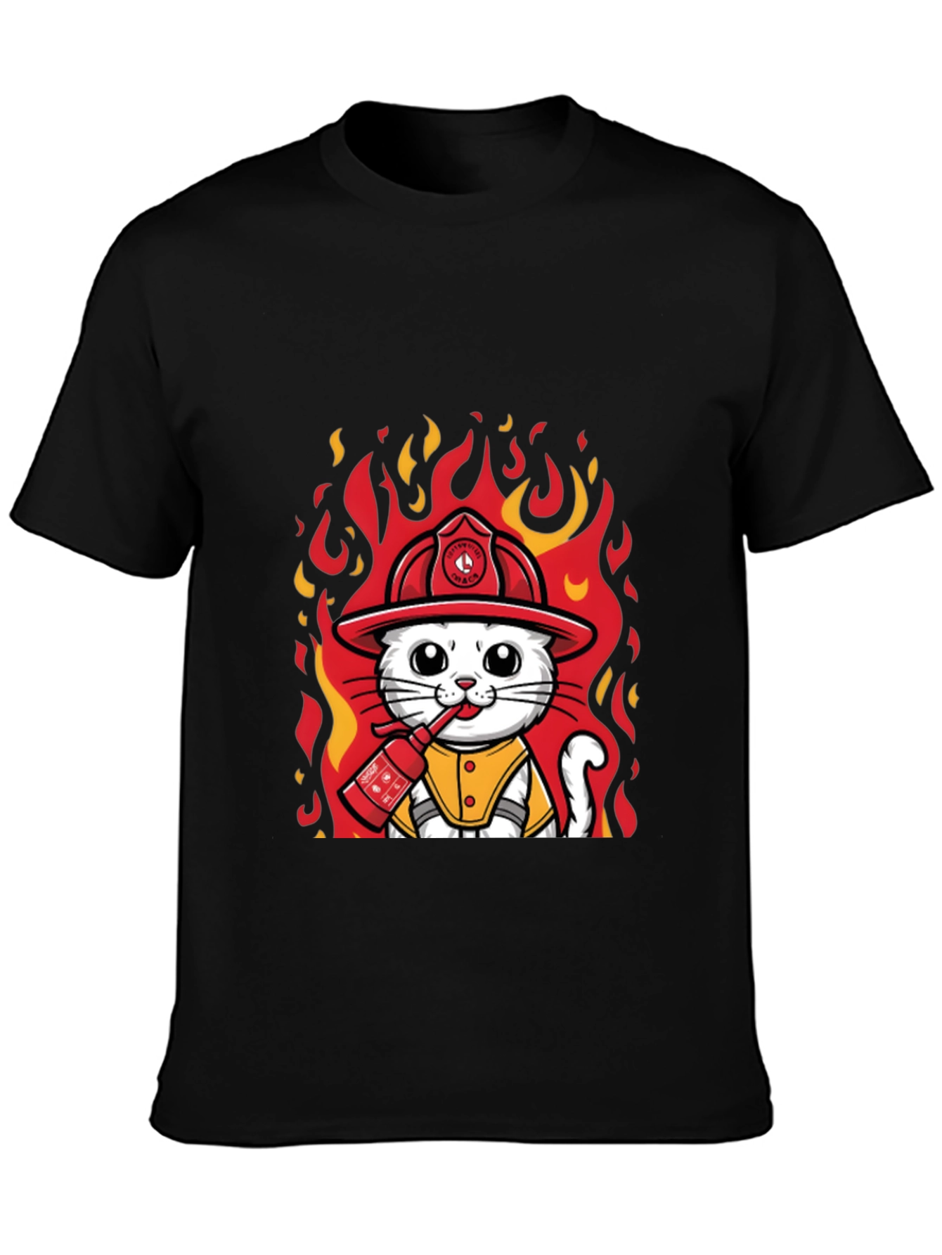 Firefighter Cat T-Shirt - Cute & Funny Design