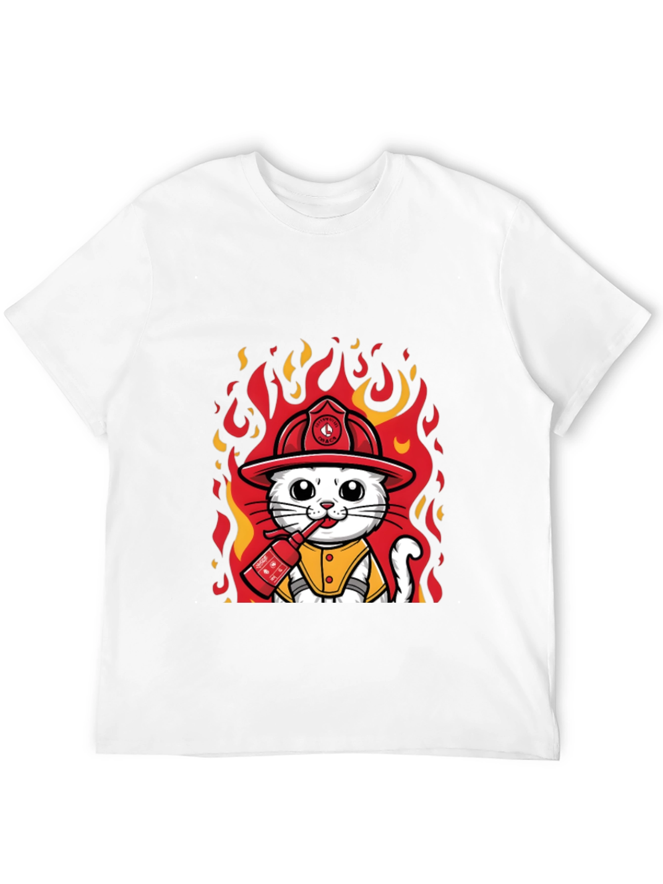 Firefighter Cat T-Shirt - Cute & Funny Design