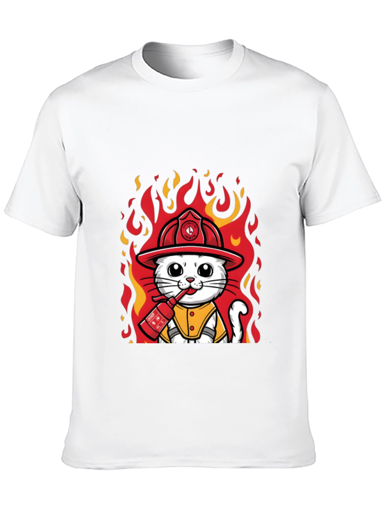 Firefighter Cat T-Shirt - Cute & Funny Design