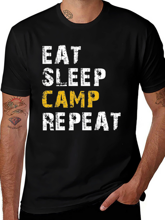 Eat Sleep Camp Repeat T-Shirt - Camping Lovers Tee