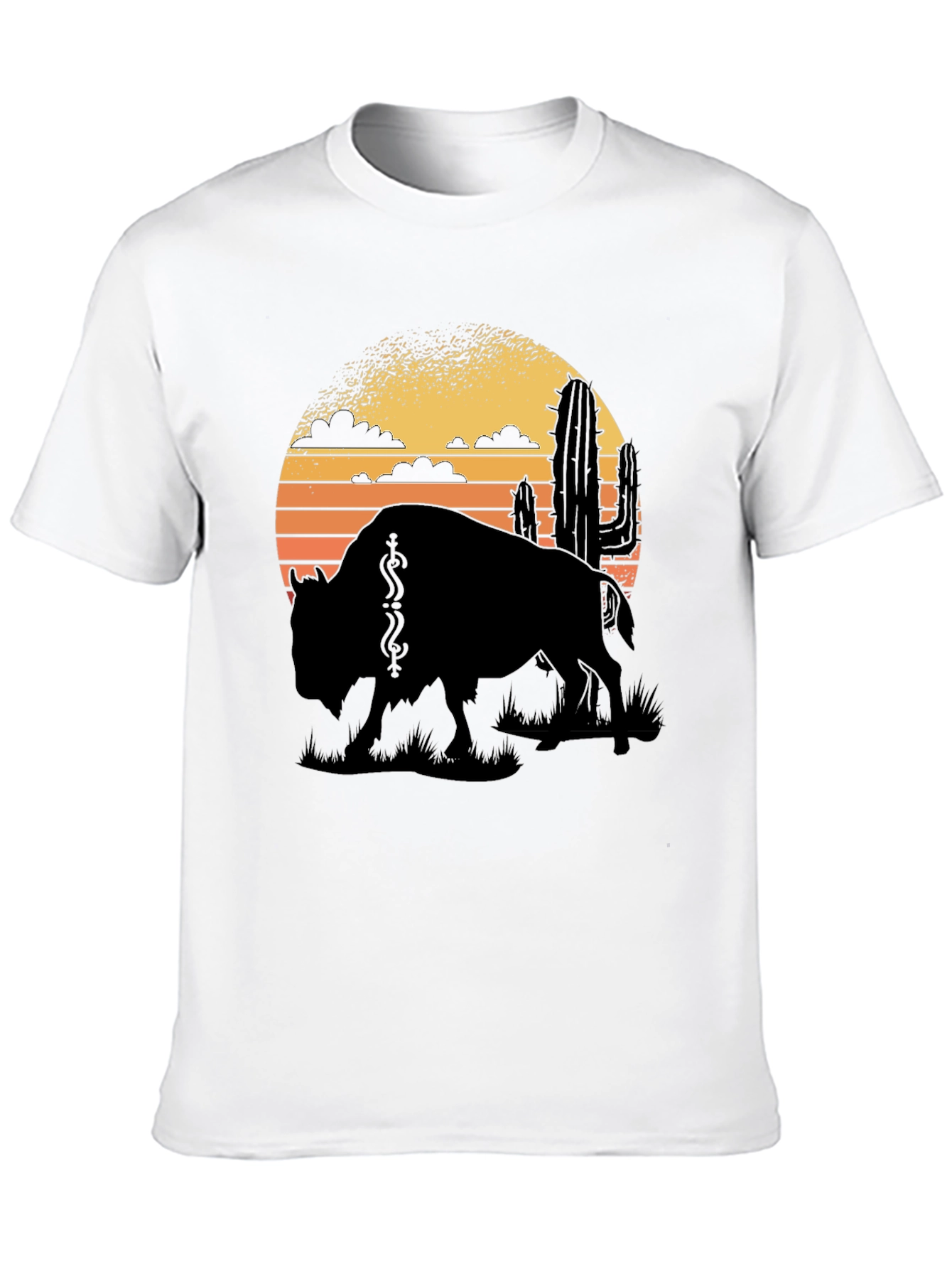 Buffalo Sunset Graphic Tee - Black Cotton T-Shirt