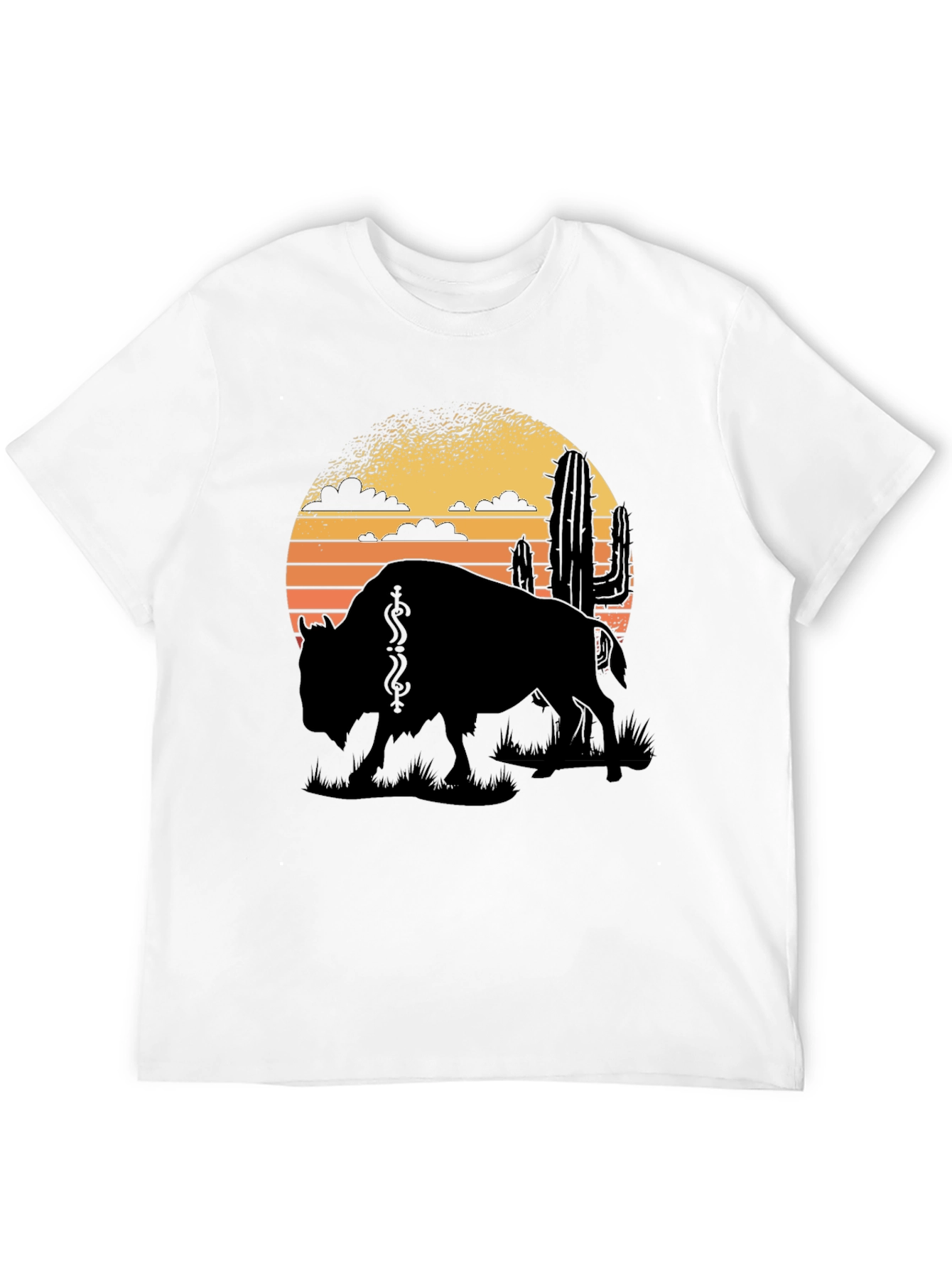 Buffalo Sunset Graphic Tee - Black Cotton T-Shirt