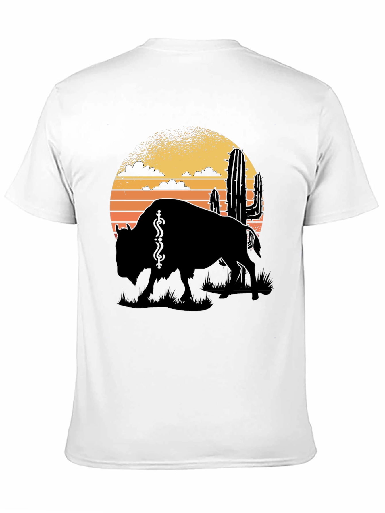 Buffalo Sunset Graphic Tee - Black Cotton T-Shirt