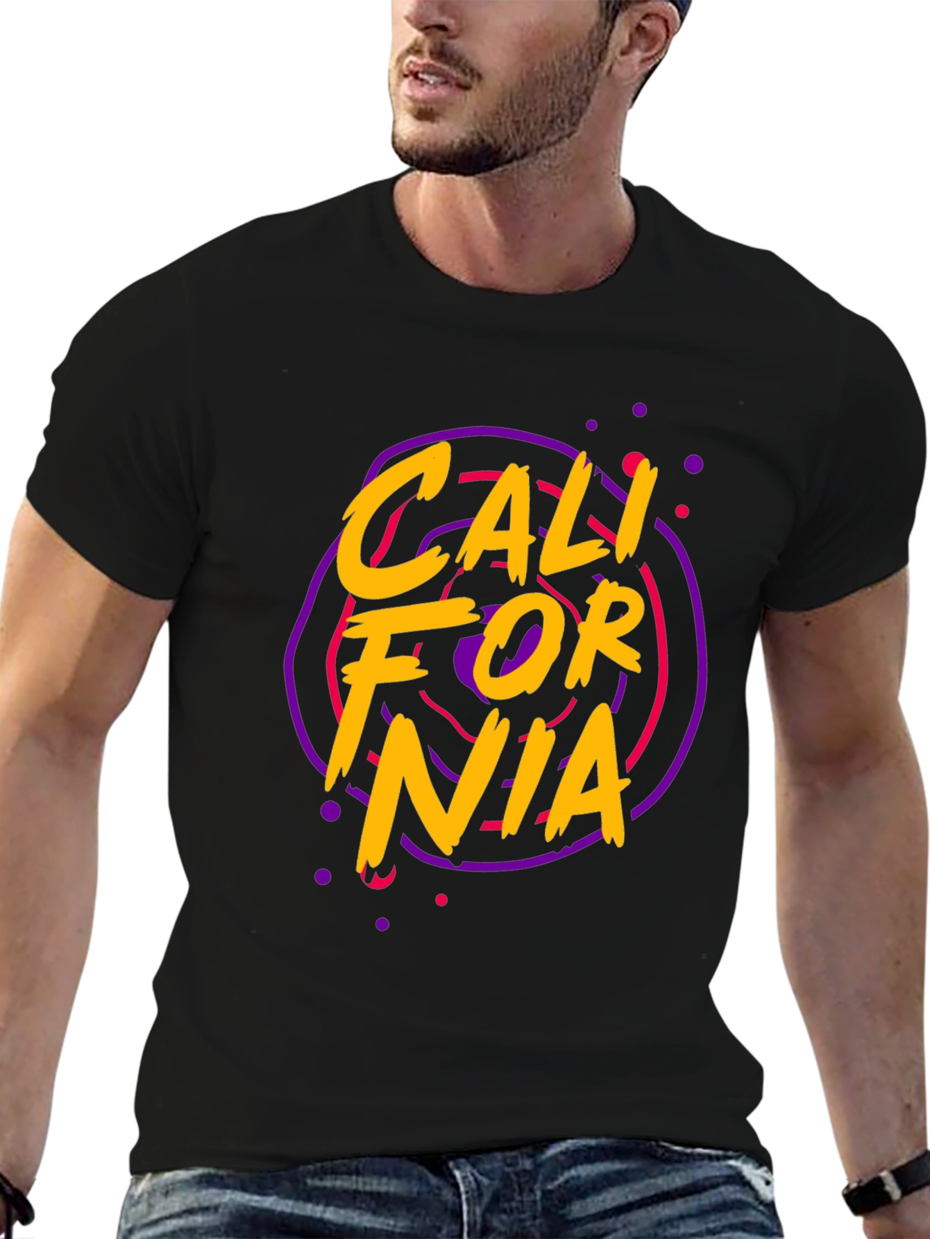 California Graphic Tee - Retro Style Black T-Shirt