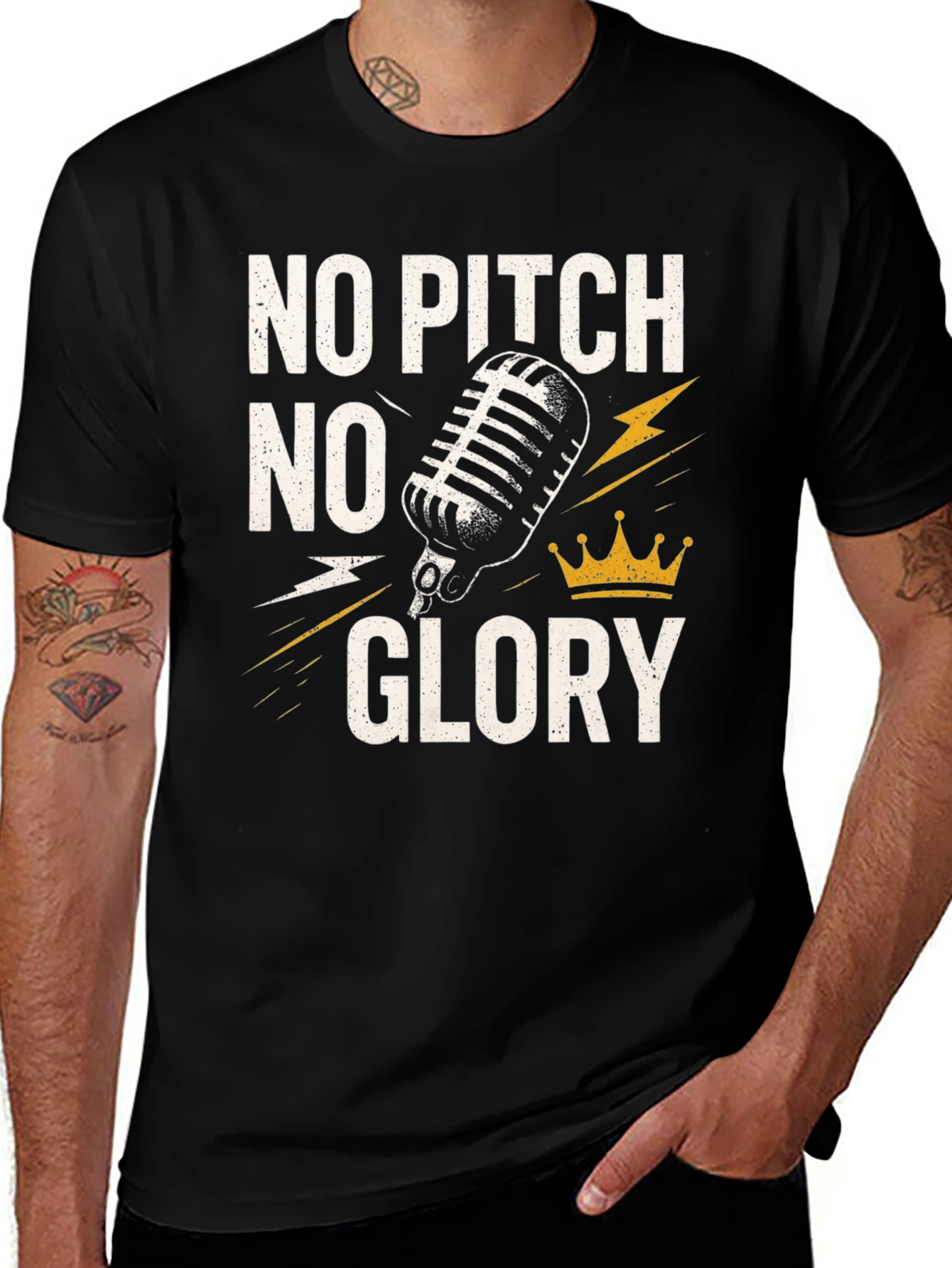 No Pitch No Glory Black Graphic T-Shirt