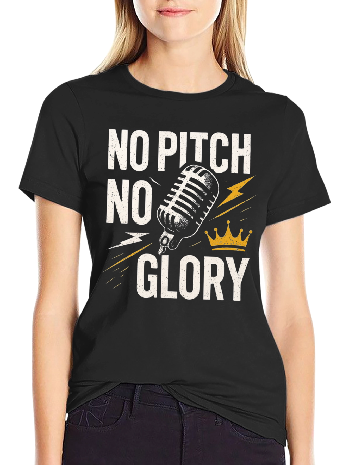 No Pitch No Glory Black Graphic T-Shirt