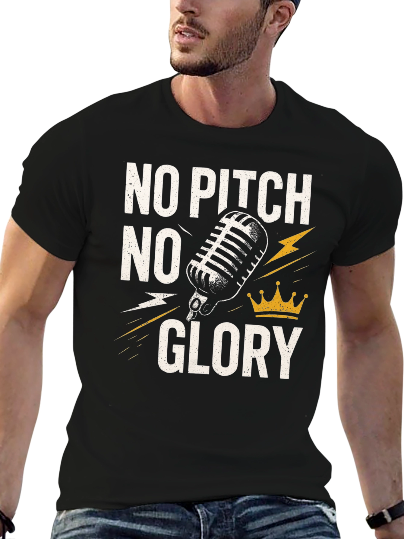 No Pitch No Glory Black Graphic T-Shirt