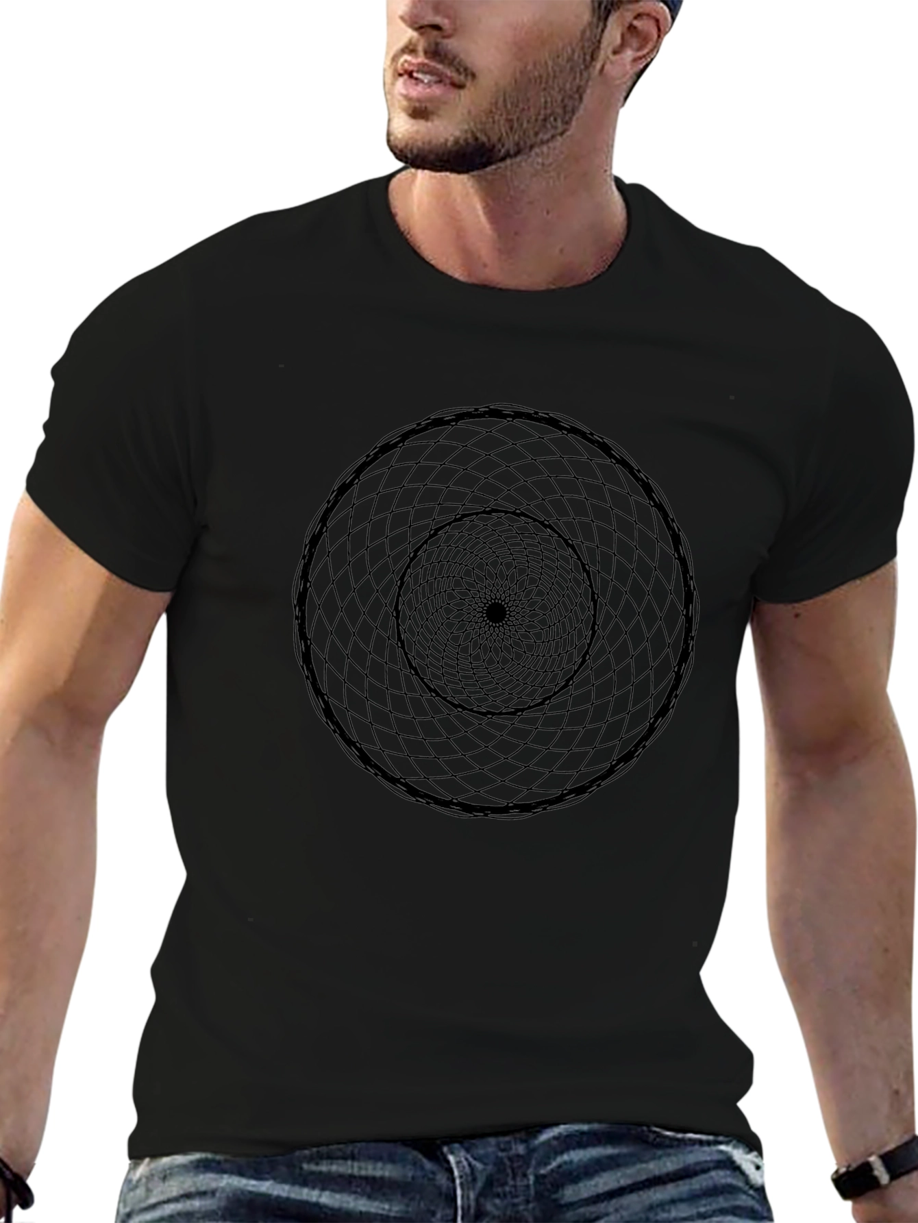 Geometric Circle Graphic Black T-Shirt
