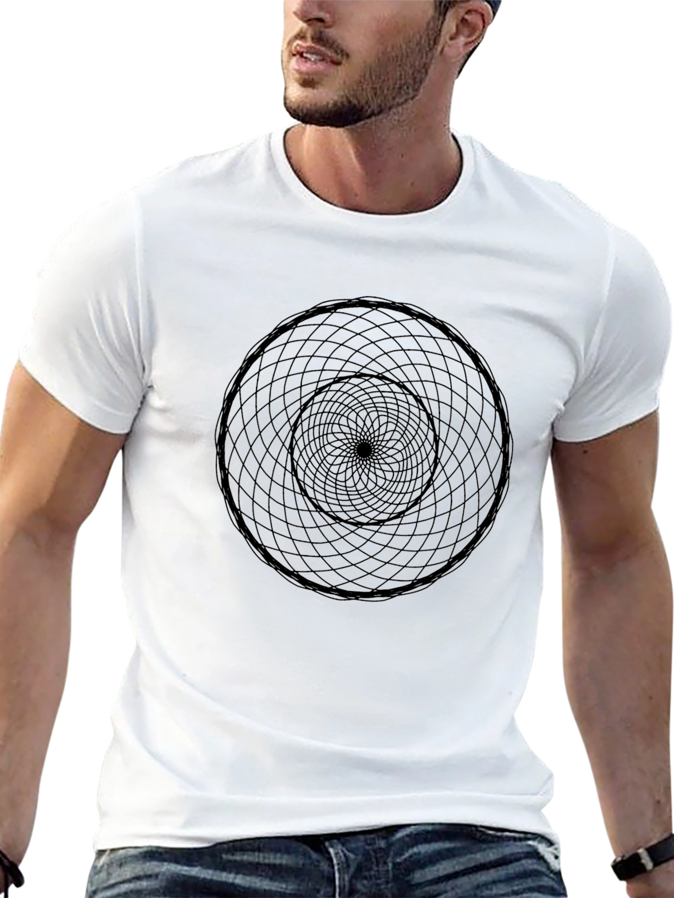 Geometric Circle Graphic Black T-Shirt