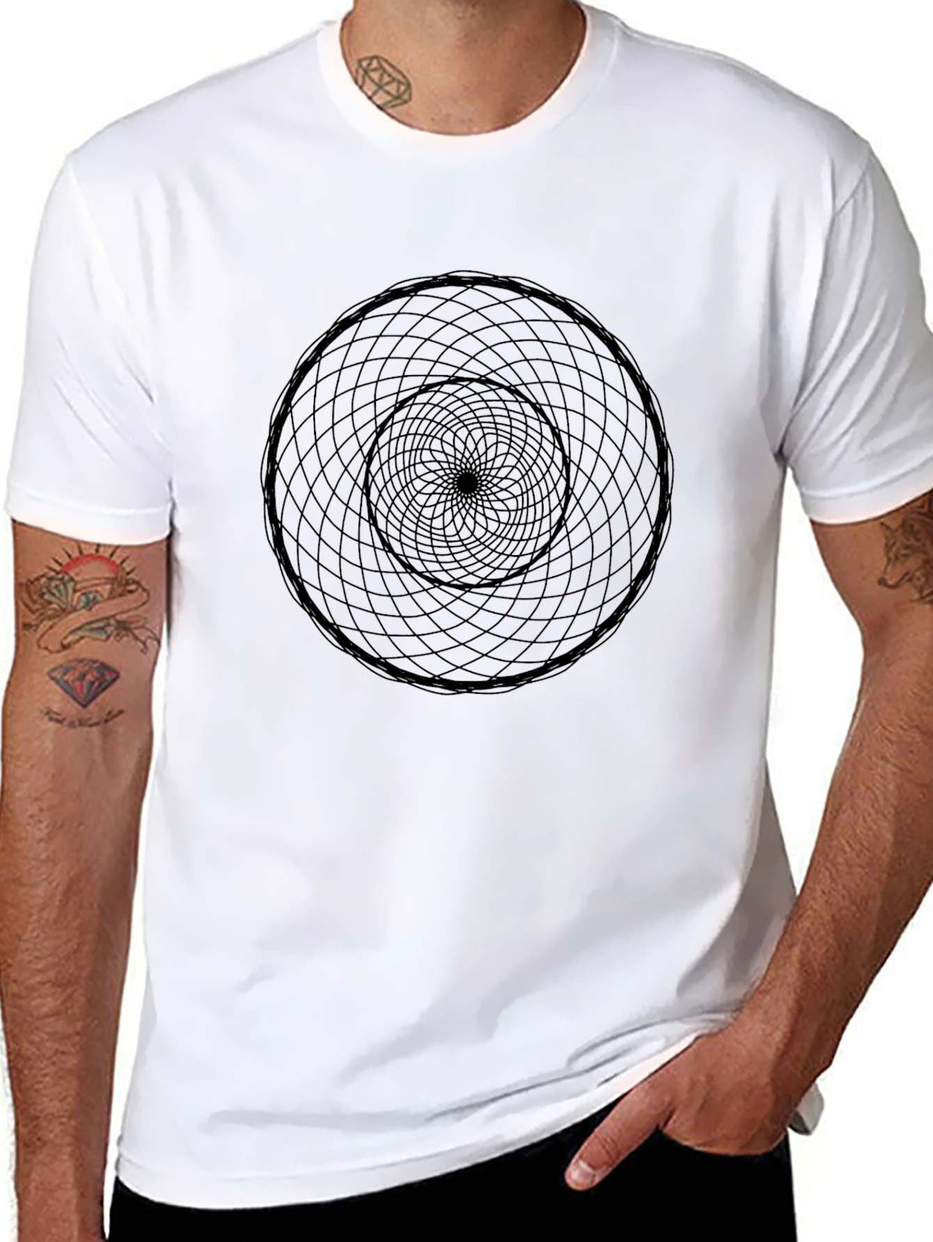 Geometric Circle Graphic Black T-Shirt