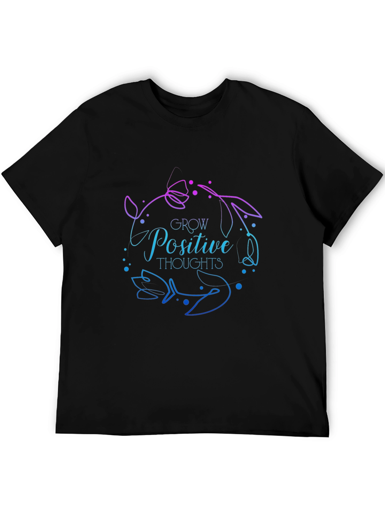 Grow Positive Thoughts Black Graphic Tee