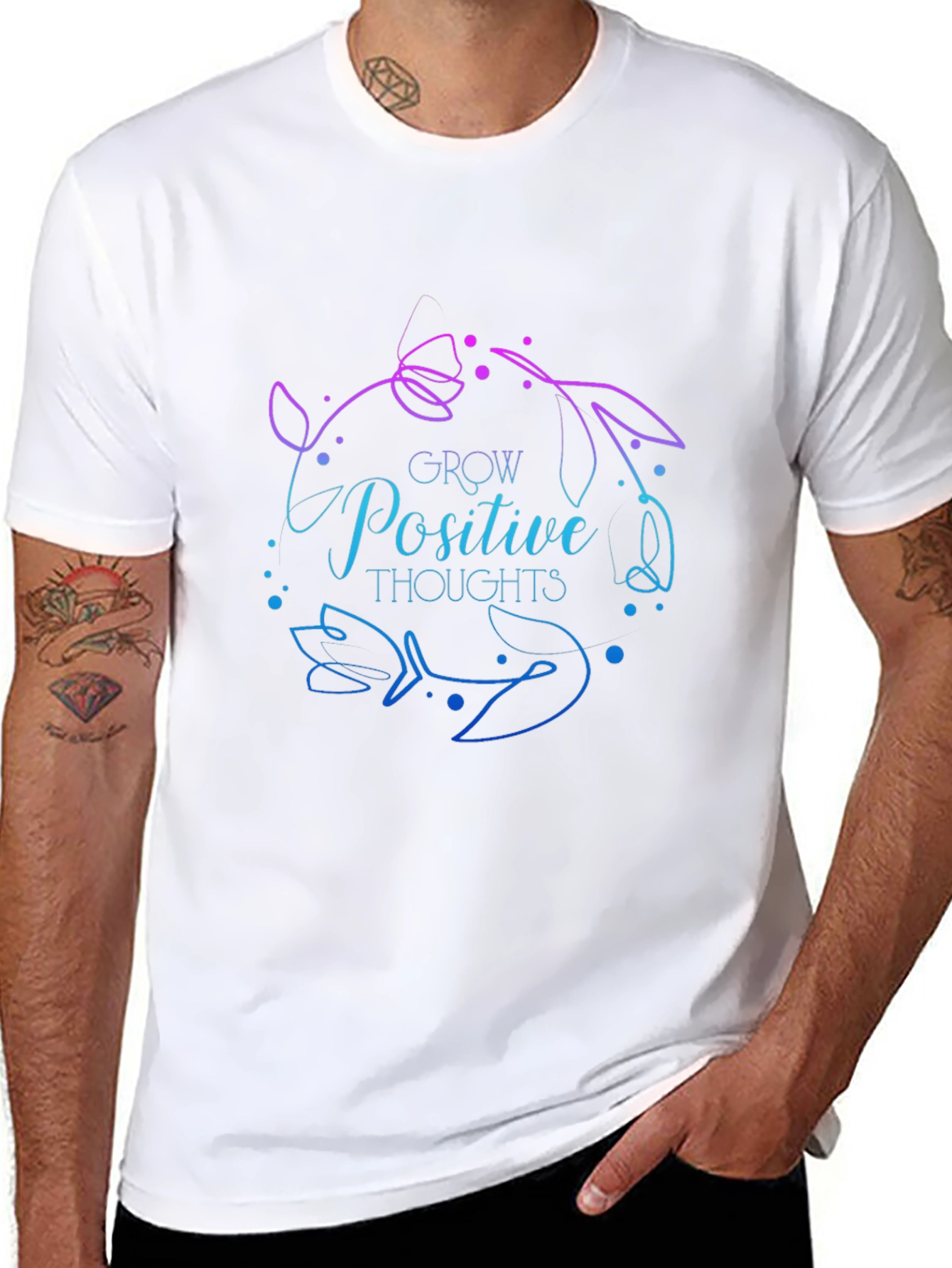 Grow Positive Thoughts Black Graphic Tee