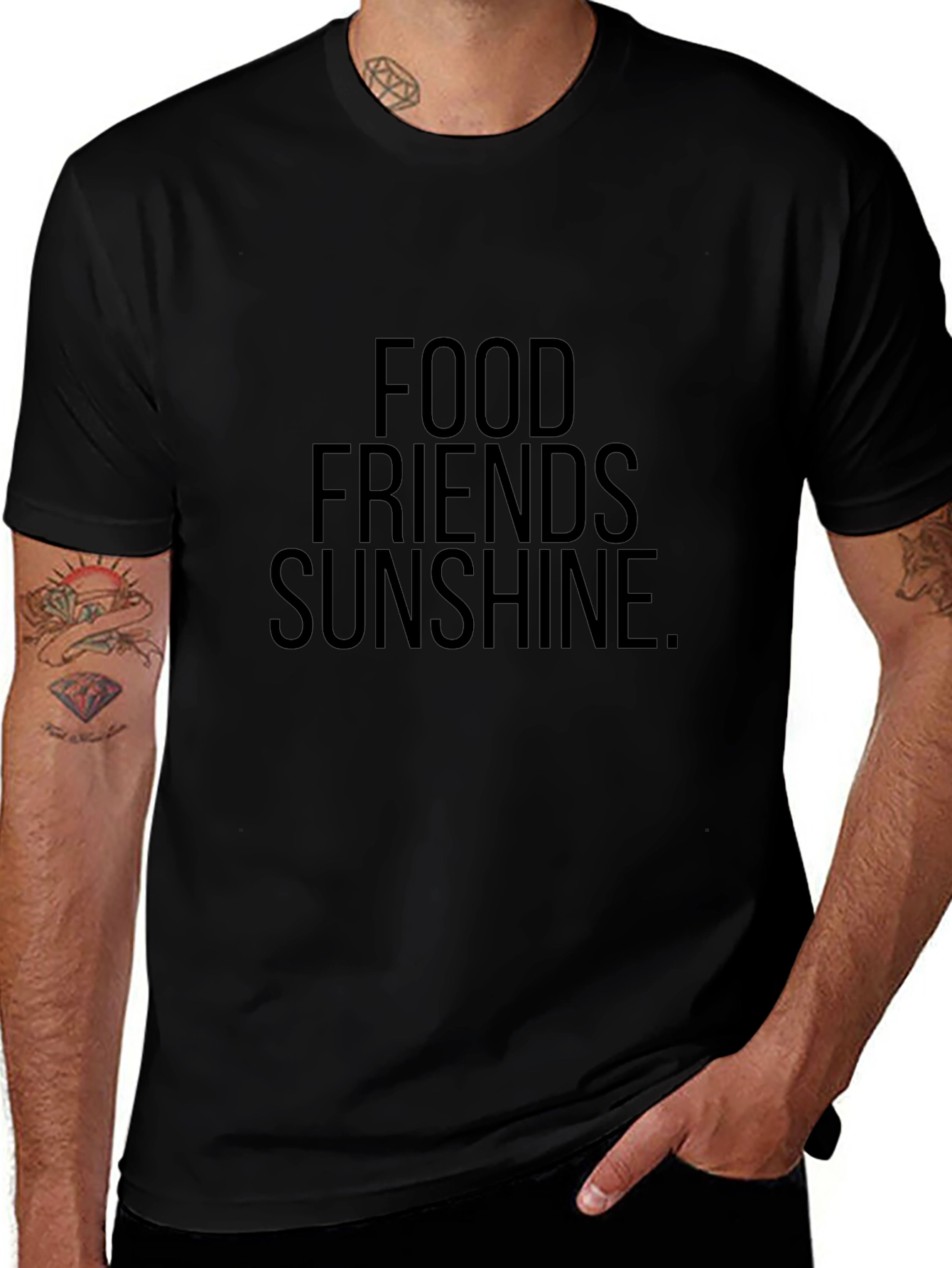 Food Friends Sunshine Black Graphic Tee