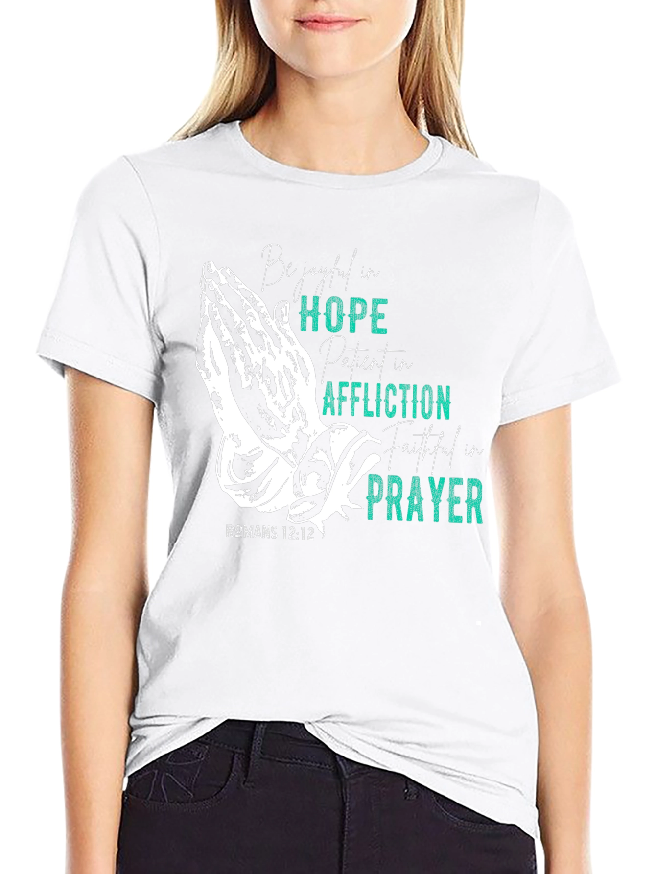 Faithful Prayer T-Shirt - Romans 12:12 Religious Tee