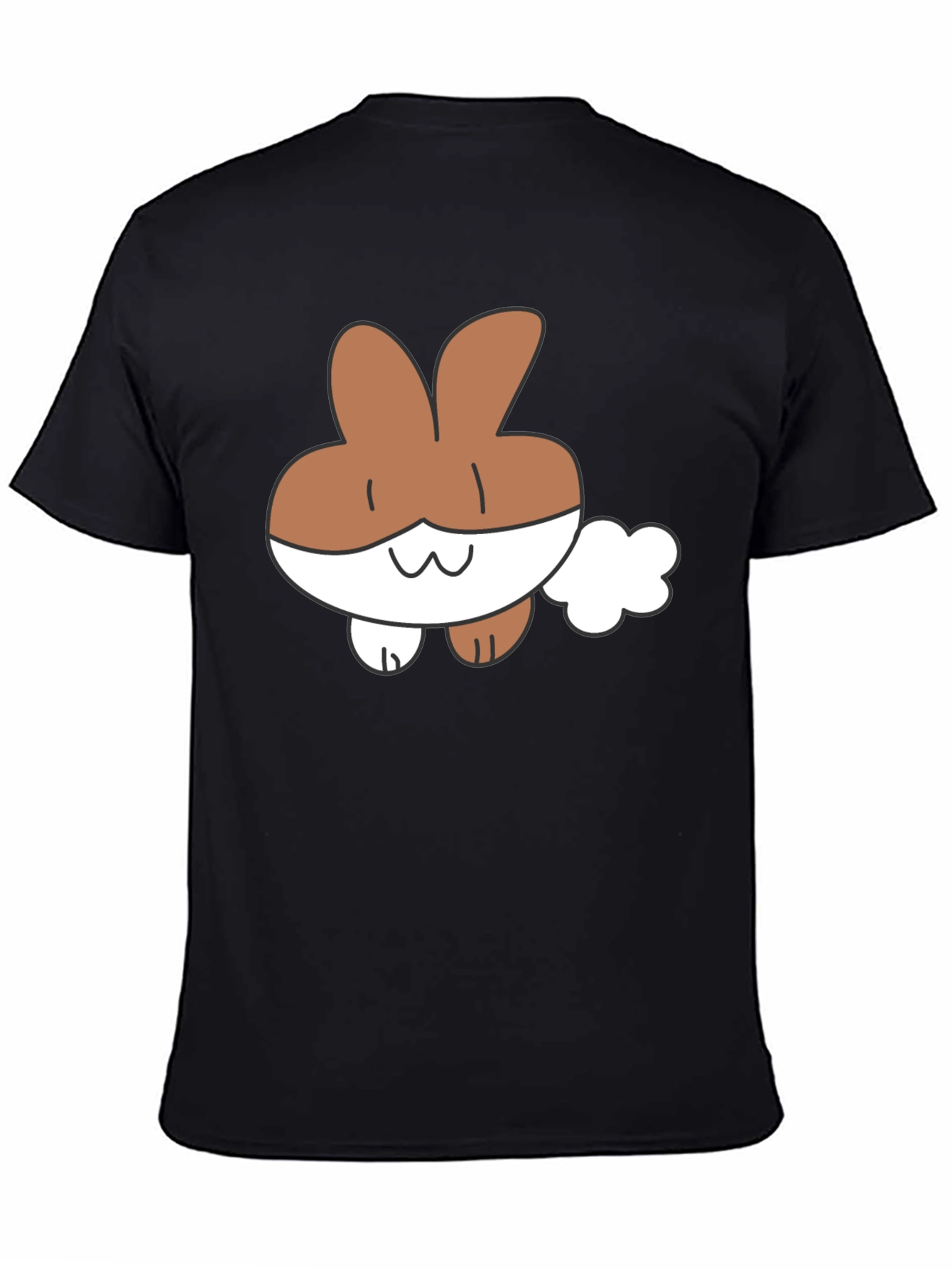 Cute Cartoon Bunny Black T-Shirt