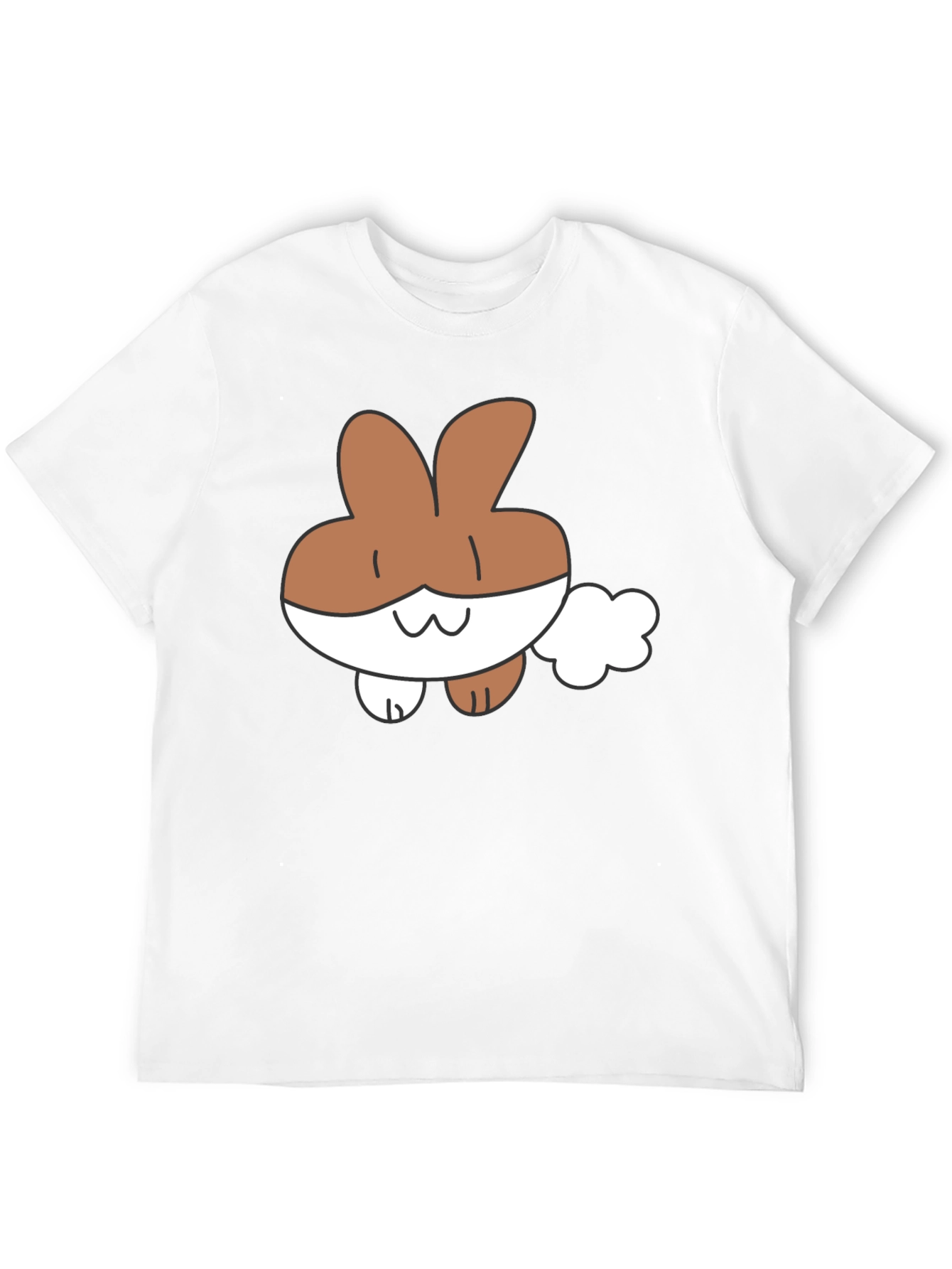 Cute Cartoon Bunny Black T-Shirt