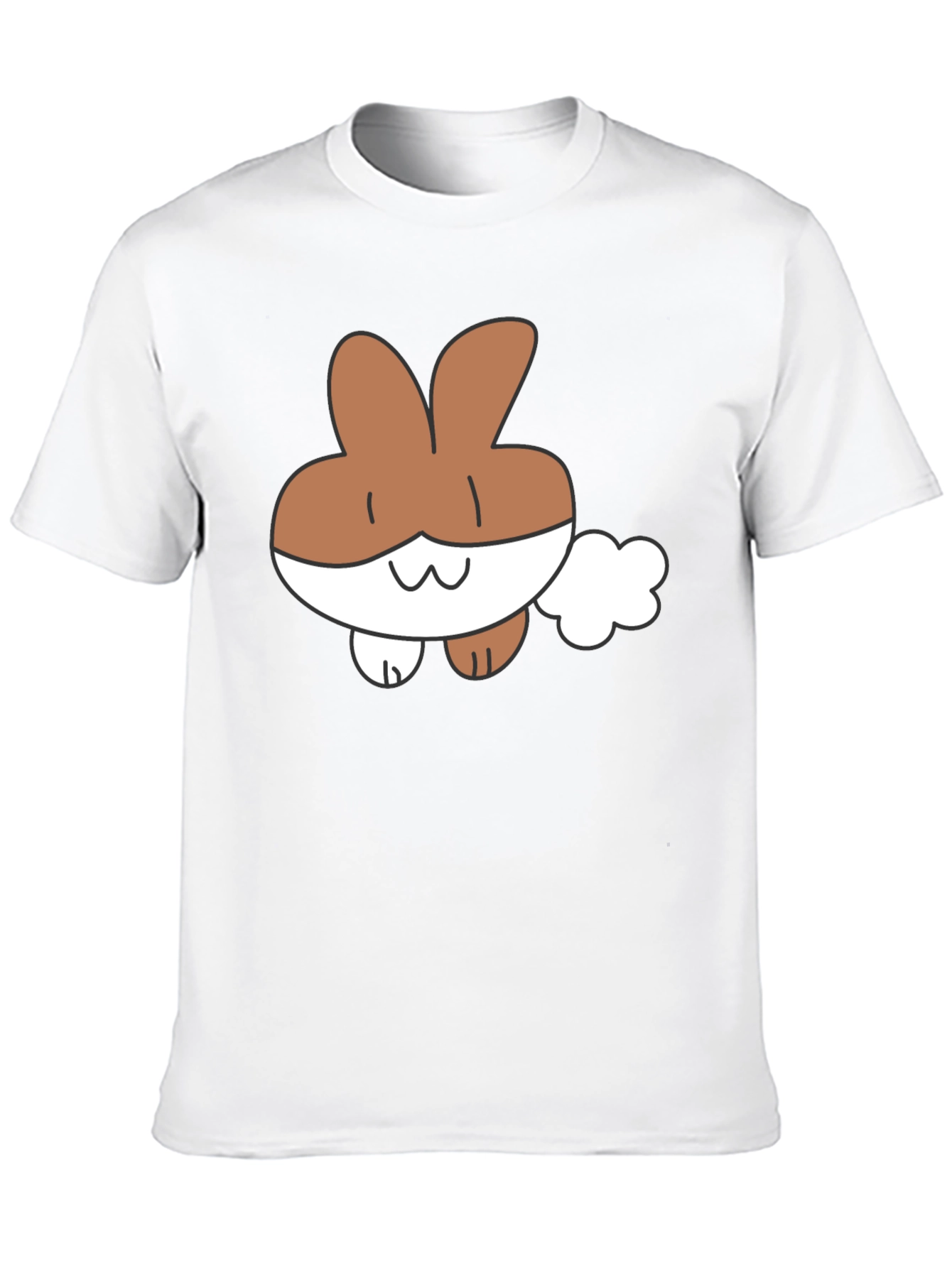 Cute Cartoon Bunny Black T-Shirt