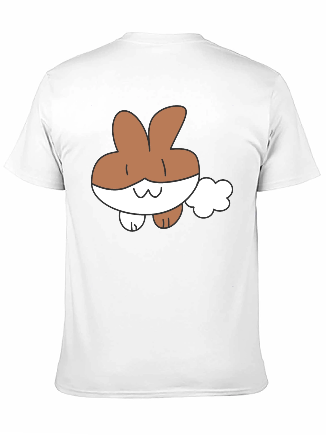 Cute Cartoon Bunny Black T-Shirt