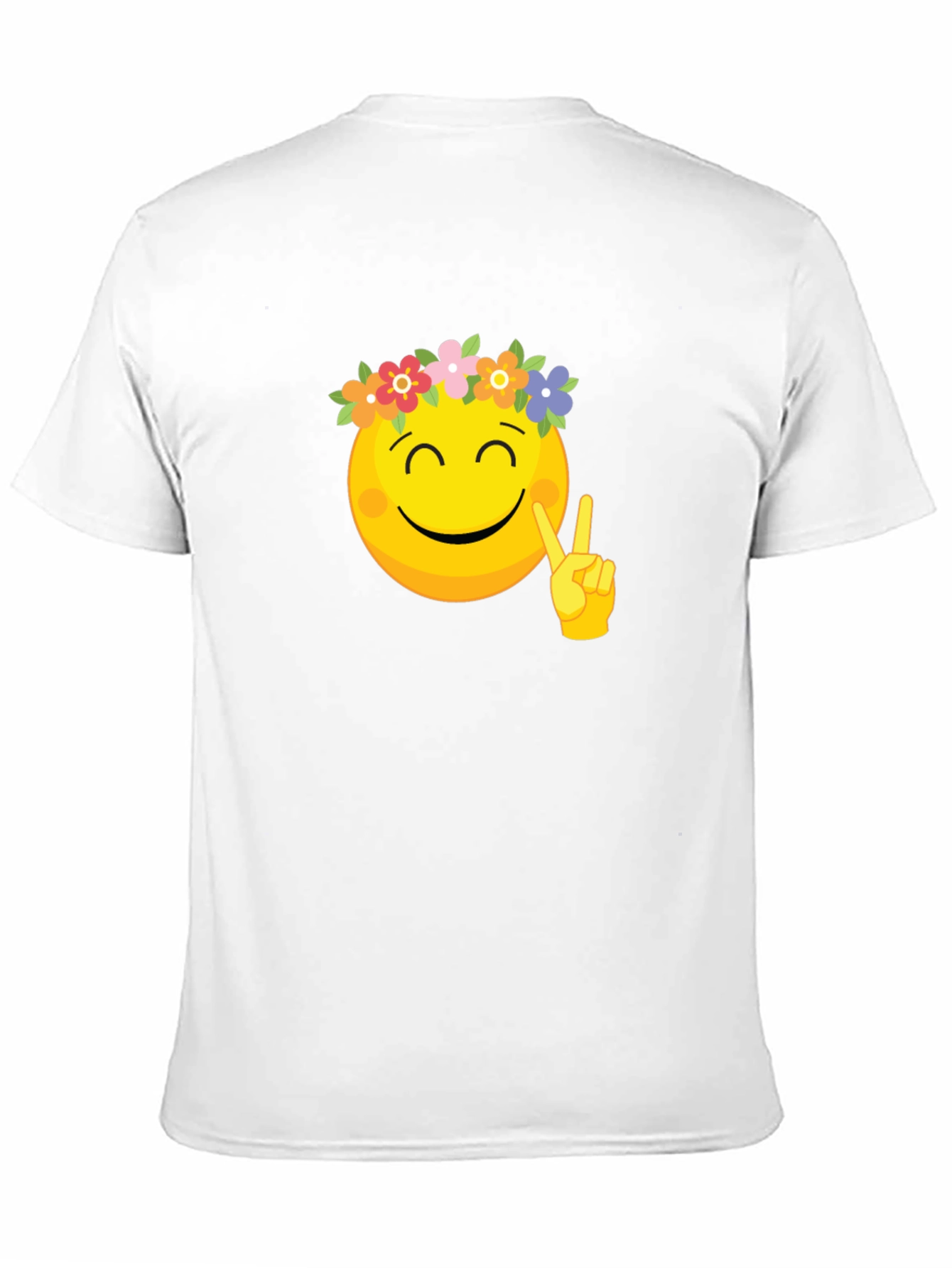 Peace Emoji Flower Crown Black Tee