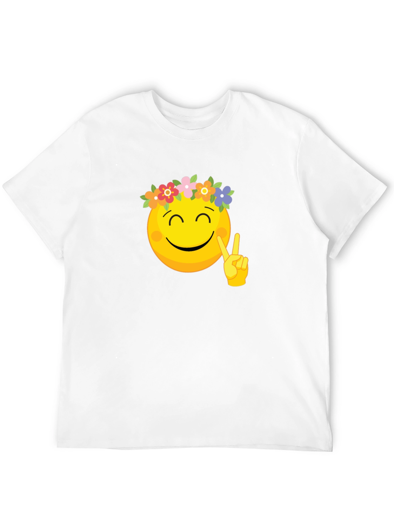 Peace Emoji Flower Crown Black Tee