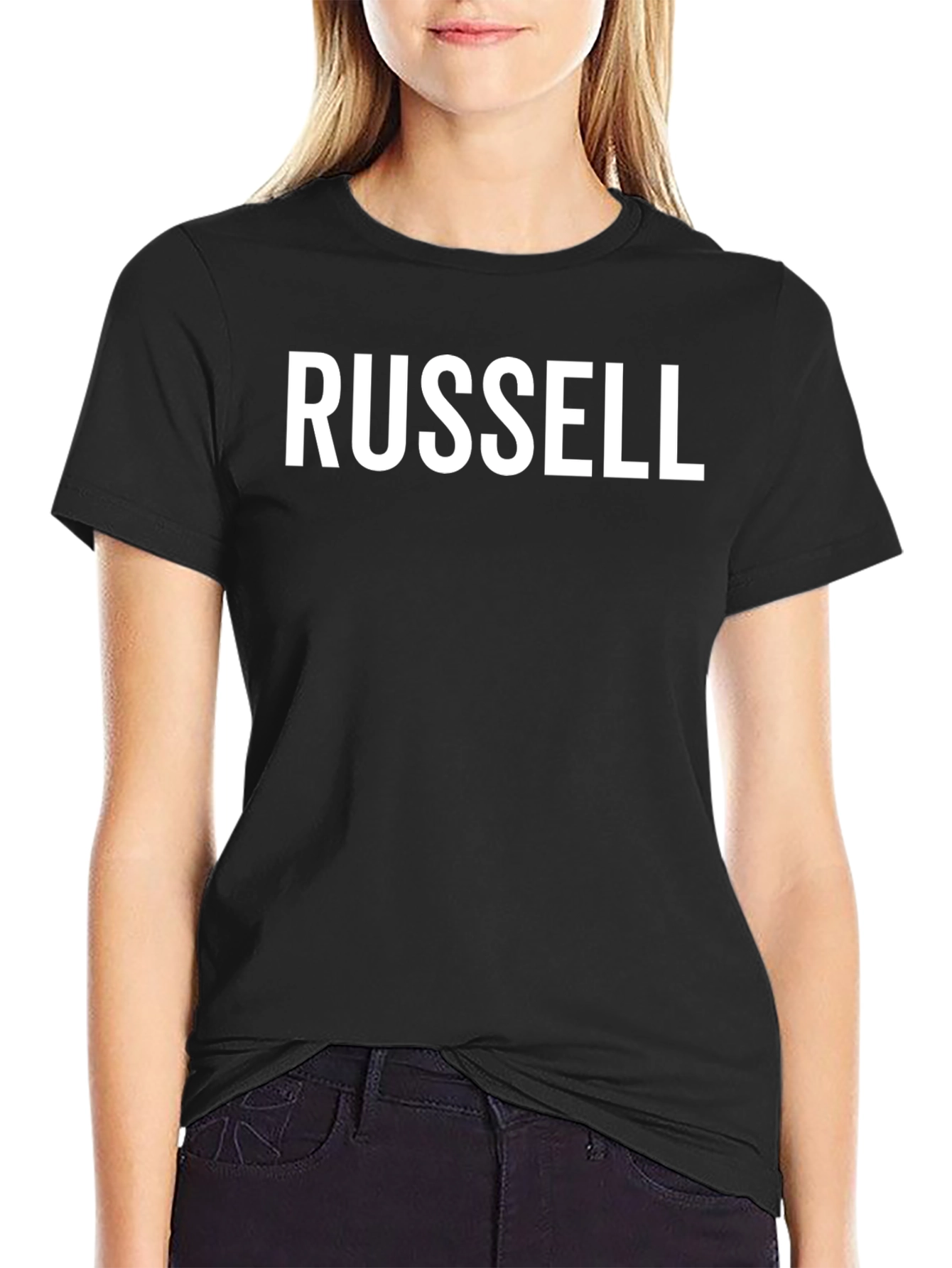 Russell Black Cotton Blend Tee