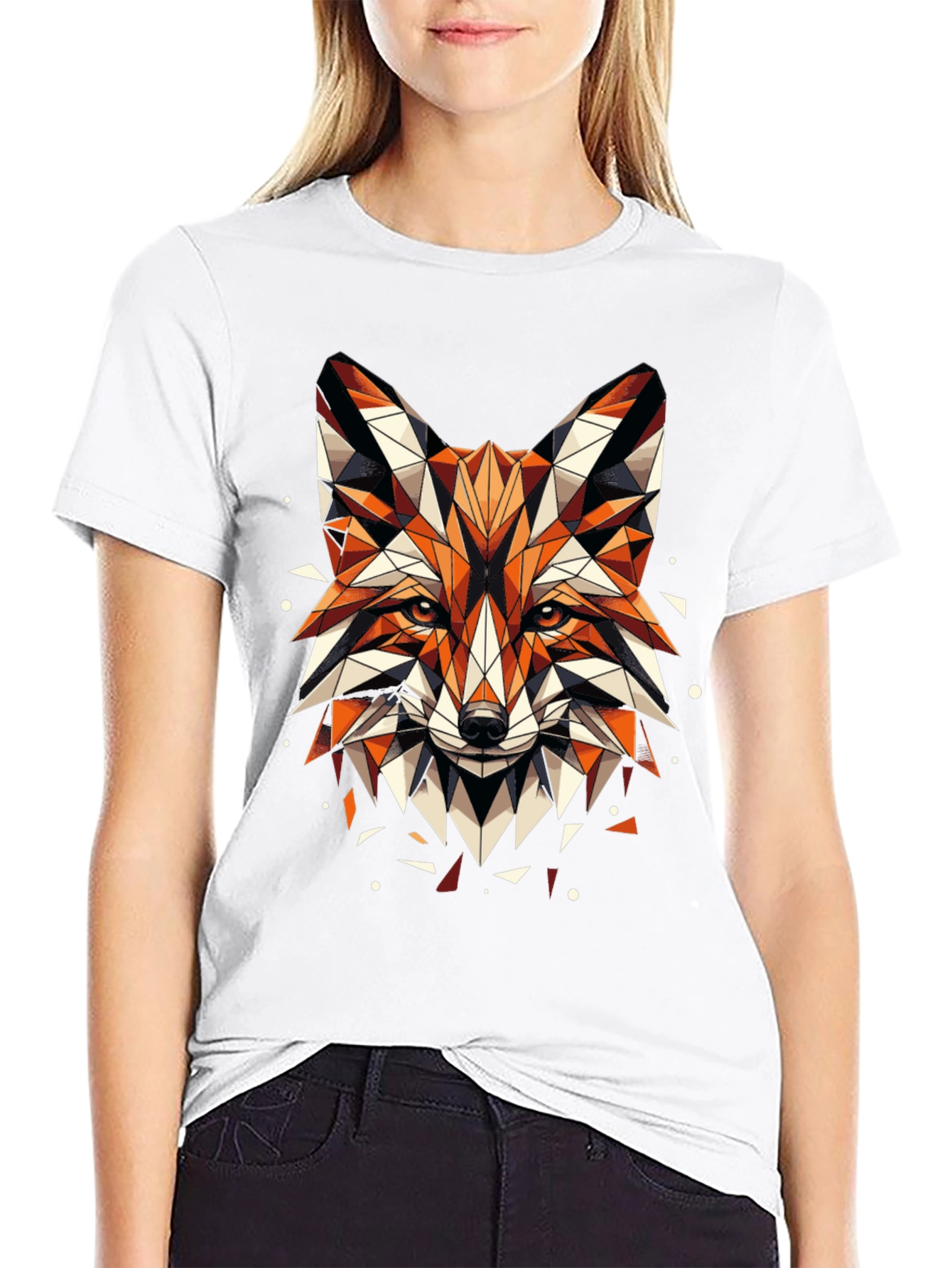 Geometric Fox Graphic Tee - Mens Black T-Shirt