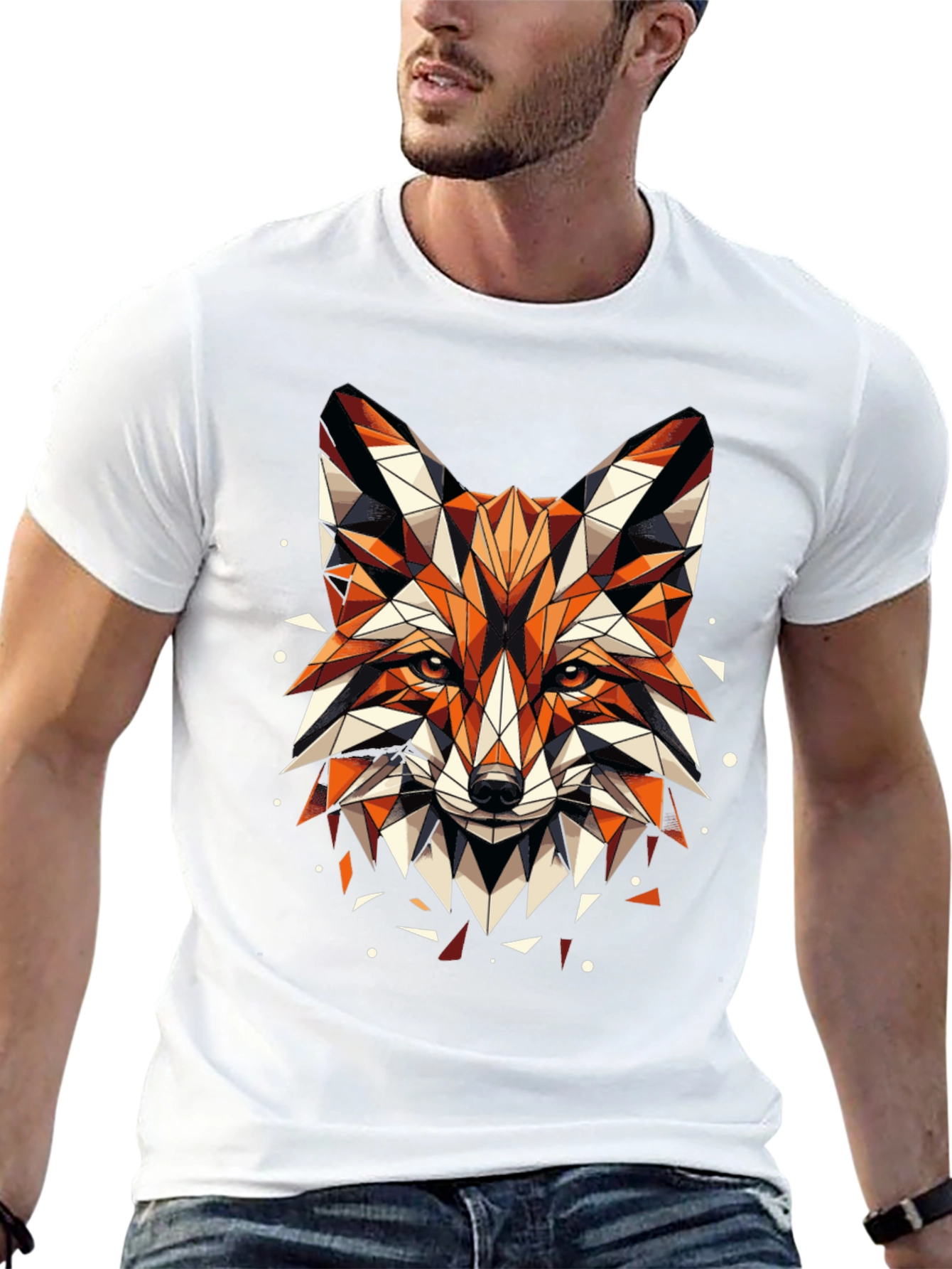 Geometric Fox Graphic Tee - Mens Black T-Shirt