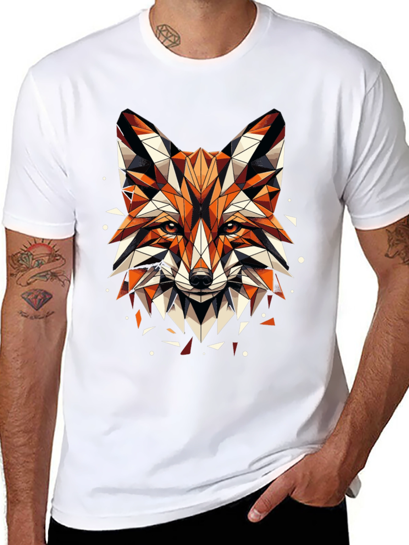 Geometric Fox Graphic Tee - Mens Black T-Shirt