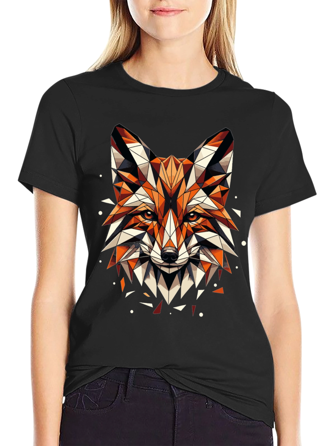 Geometric Fox Graphic Tee - Mens Black T-Shirt